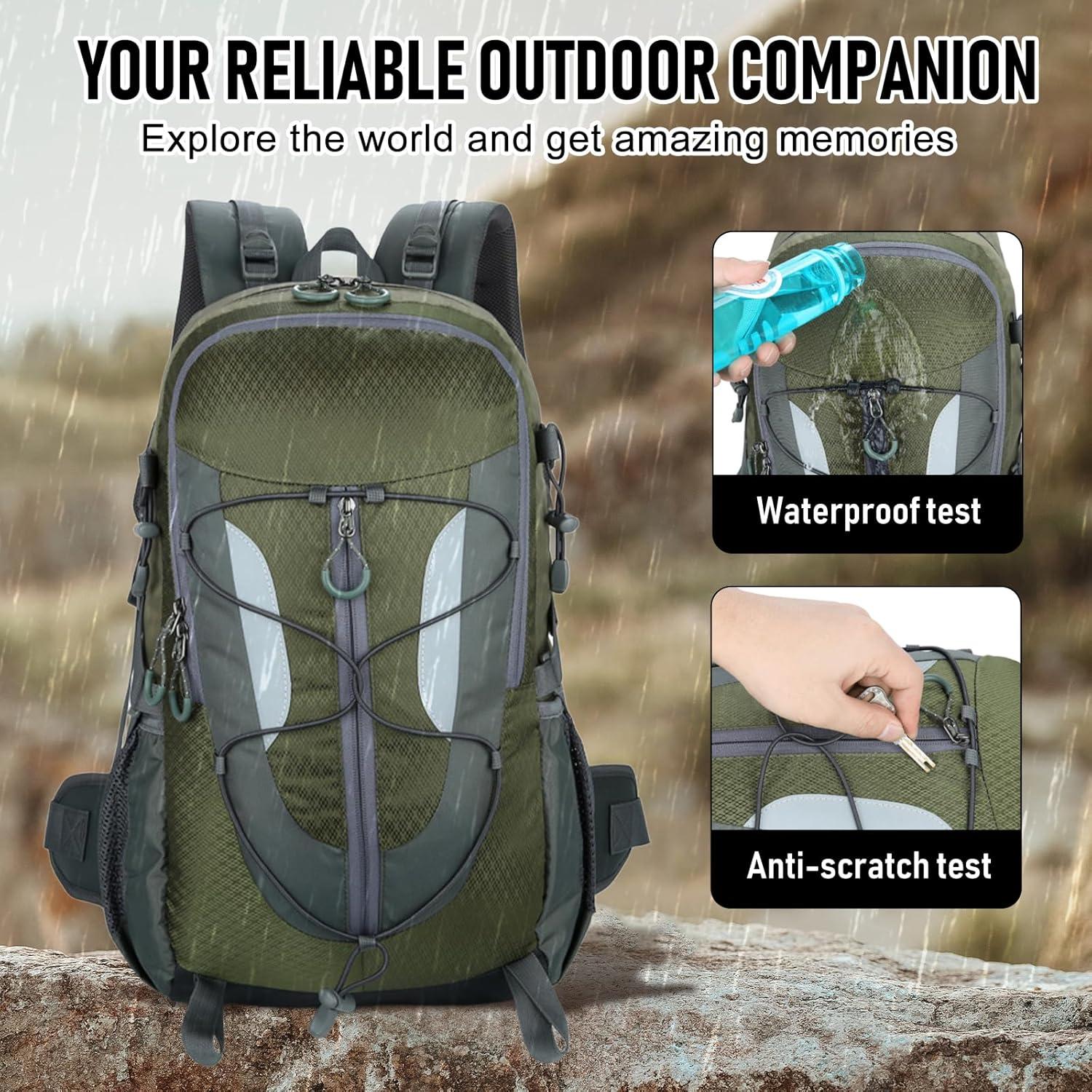 Mochila de Senderismo 30L NPJGKY Impermeable Verde Militar