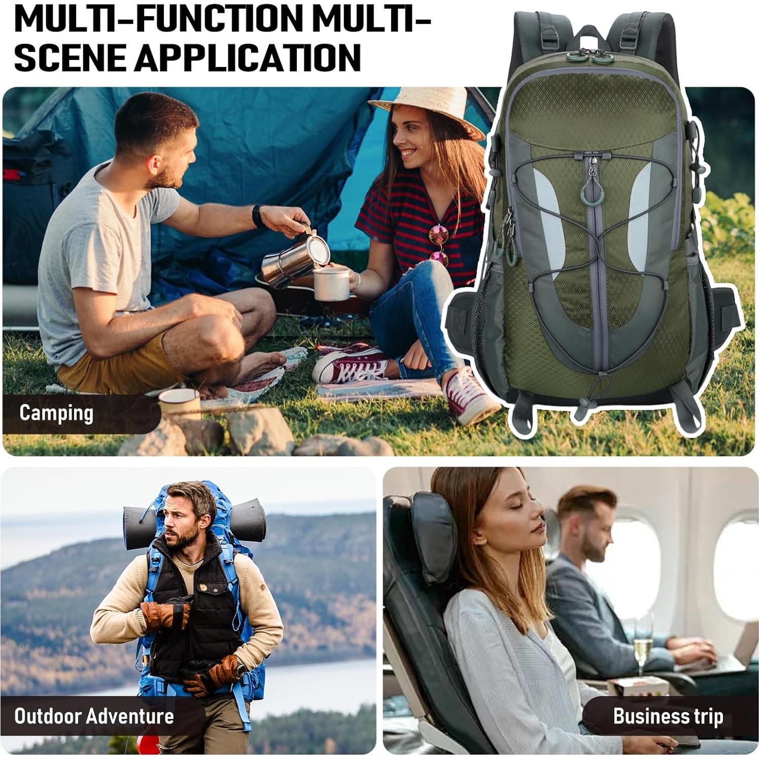 Mochila de Senderismo 30L NPJGKY Impermeable Verde Militar