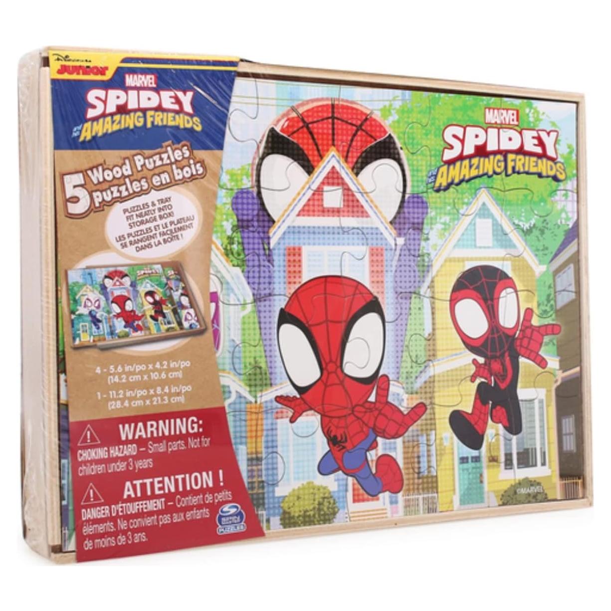 Set de 5 Rompecabezas de Madera Disney Spidey Amigos
