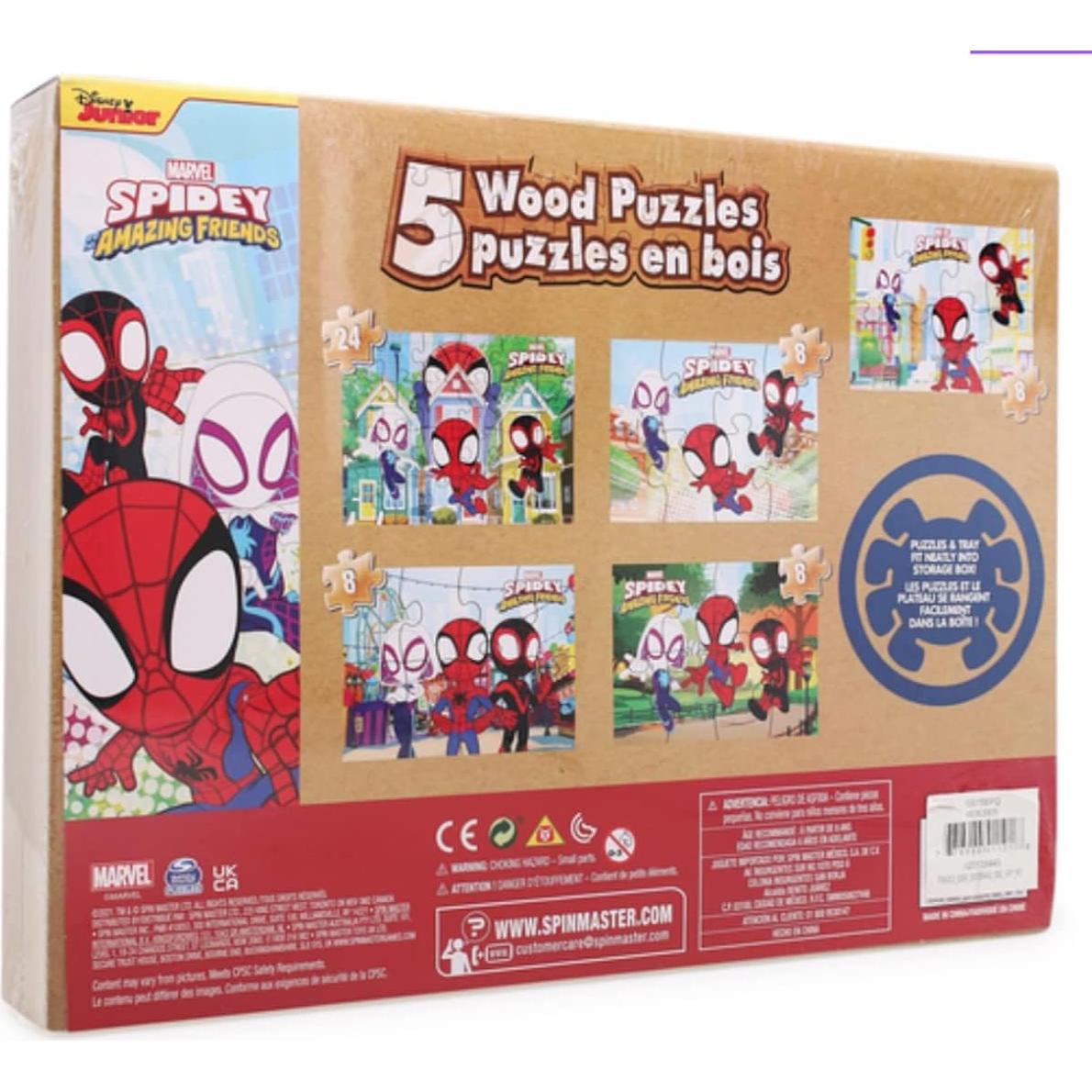 Set de 5 Rompecabezas de Madera Disney Spidey Amigos