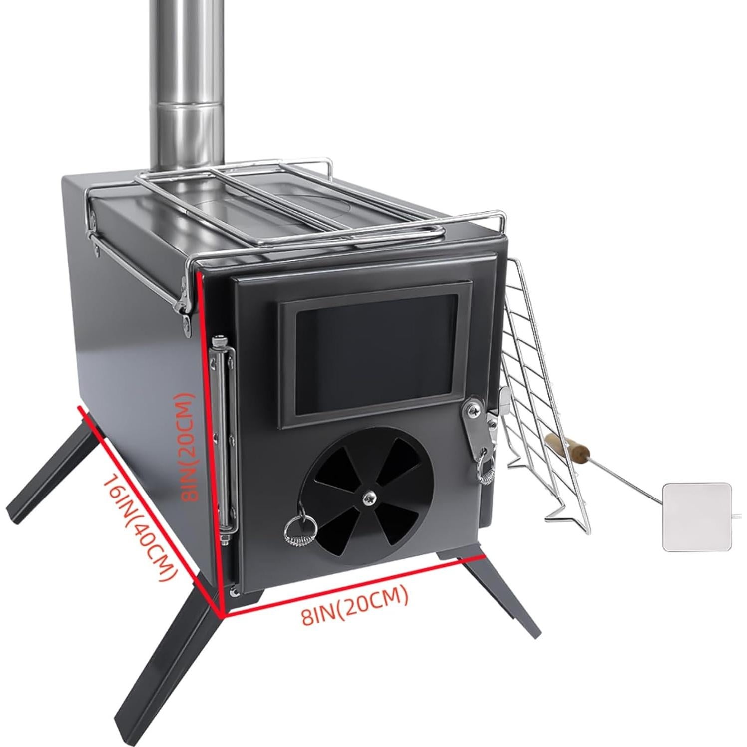 Estufa de Madera Fitinhot Negra para Camping Plegable 7 kg