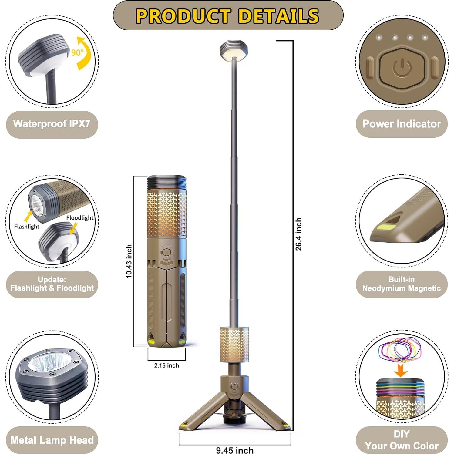 Linterna Telescópica Plegable Siibbea 10500mAh Caqui