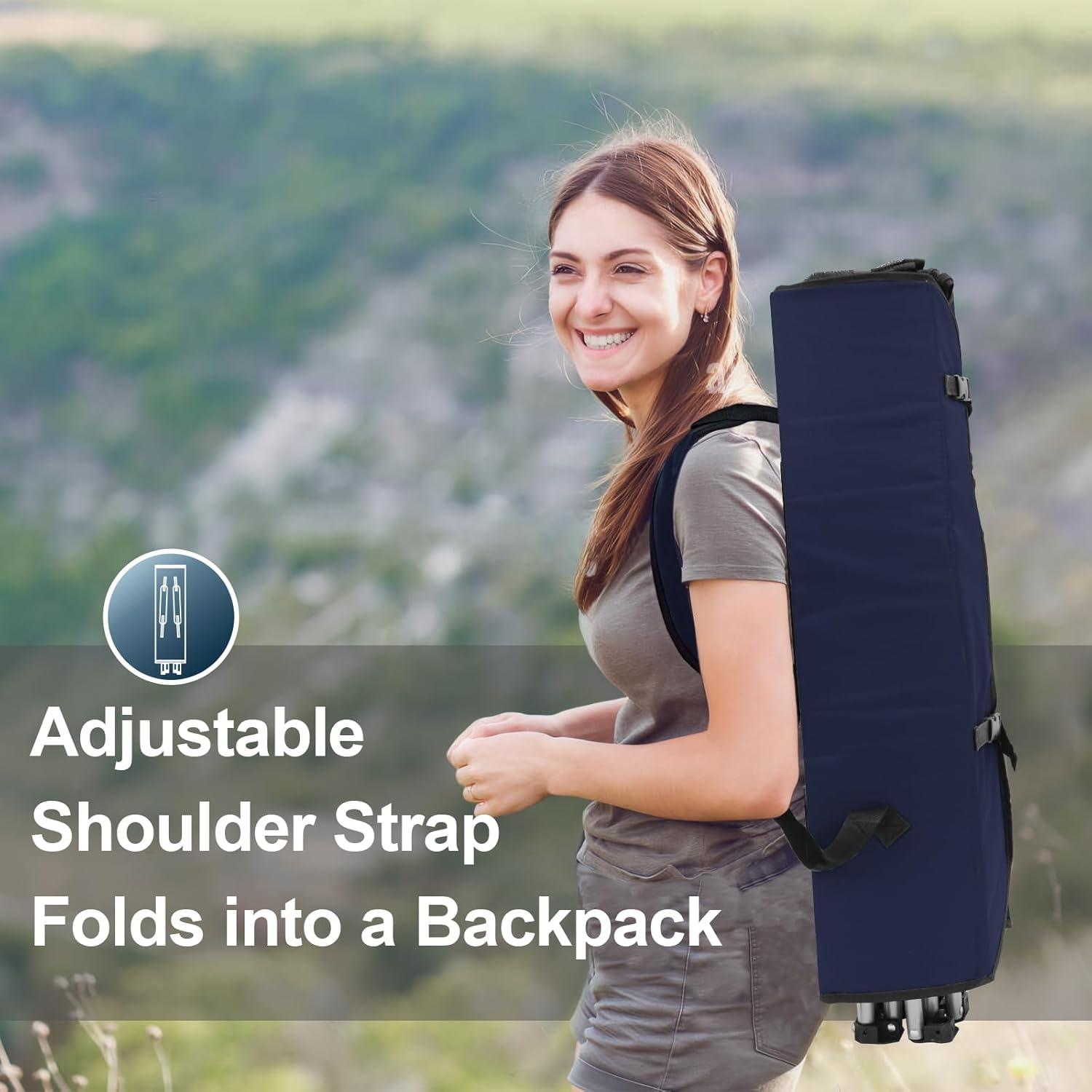 Silla de Camping Plegable ptlsy con Dosel y Portavasos Marino