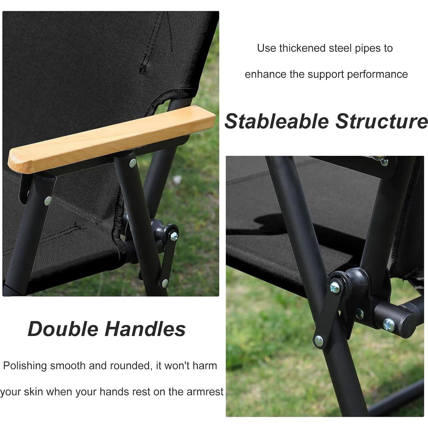 Silla de Camping Loveseat Plegable ptlsy con Cojín Negro