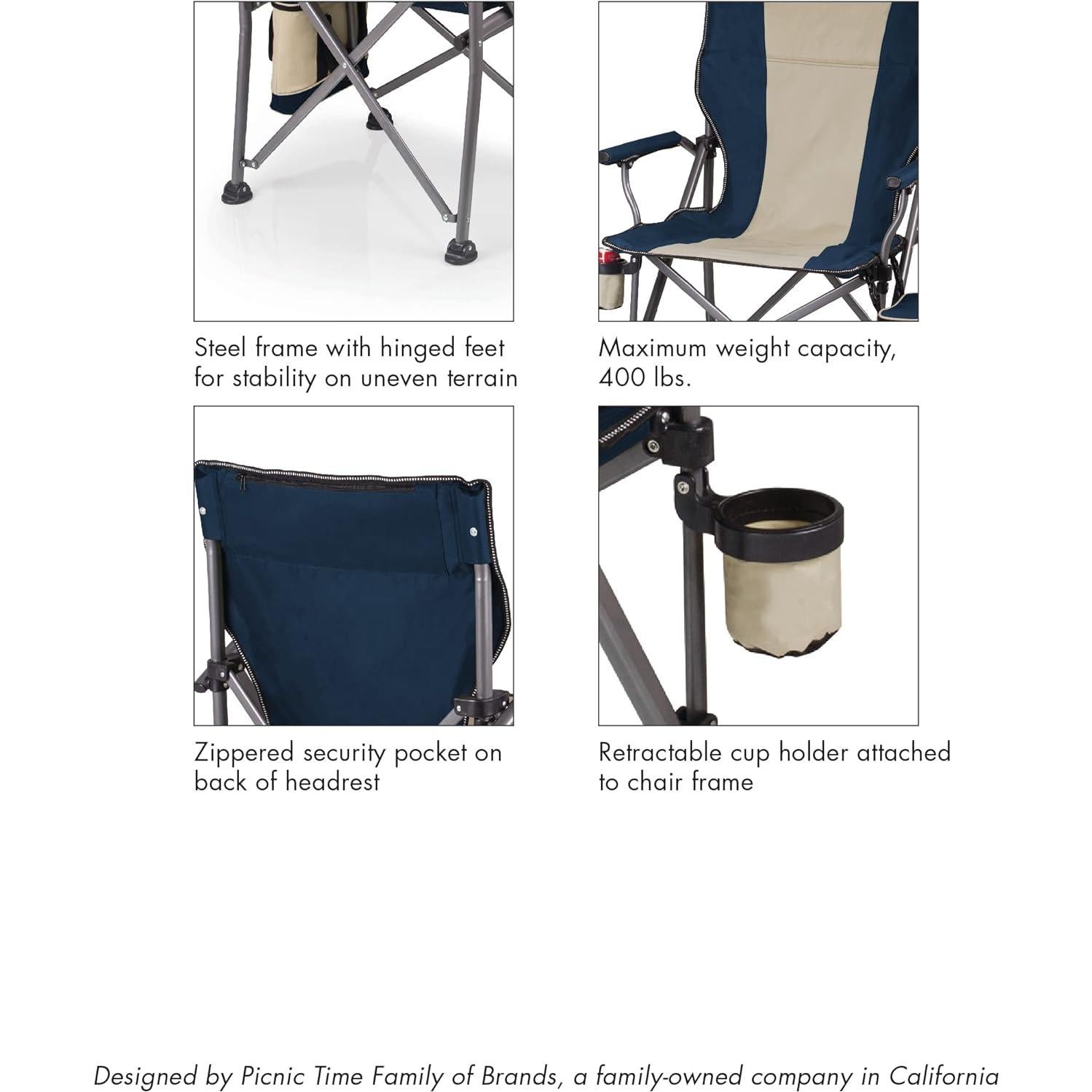 Silla de Camping Plegable Outlander XL con Nevera 400 lb