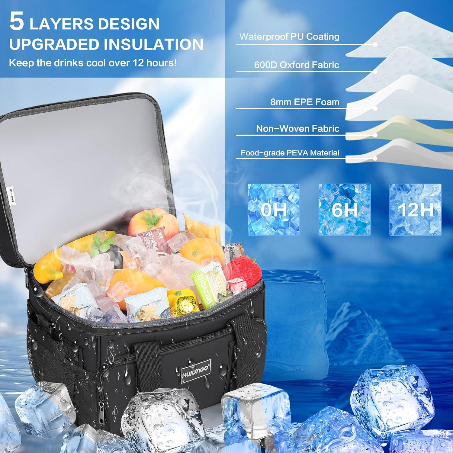 Bolsa Térmica Aislada Hulongo 42L Plegable y Portátil