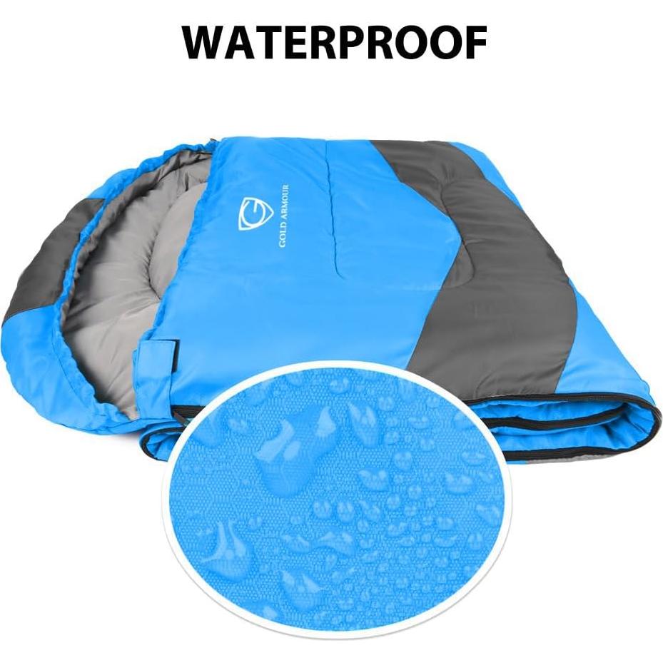 Saco de Dormir Gold Armour 3 Temporadas 220x75 cm Azul Gris