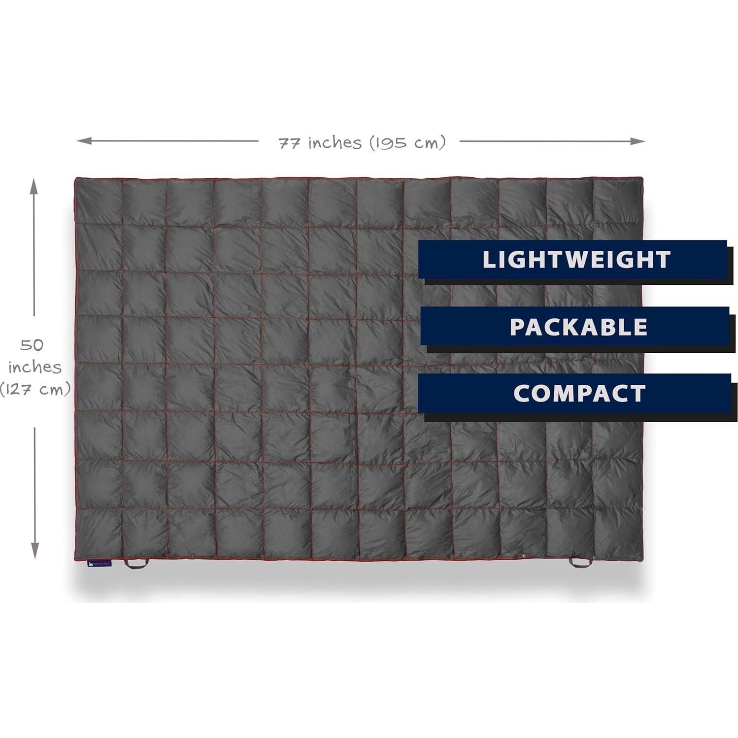 Manta de Camping Bouffi Get Out Gear - Plumas, 203x137cm, Gris