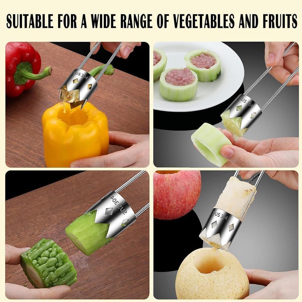 Stainless Steel Multifunctional Fruit and Vegetable Corer Remover, Red Bell Pepper Seed Corer, Apple Corer Remover, Vegetable Corers Tools Cutter Pepper Seed Remover Tool for Kitchen Gadget (#1, 1PCS)