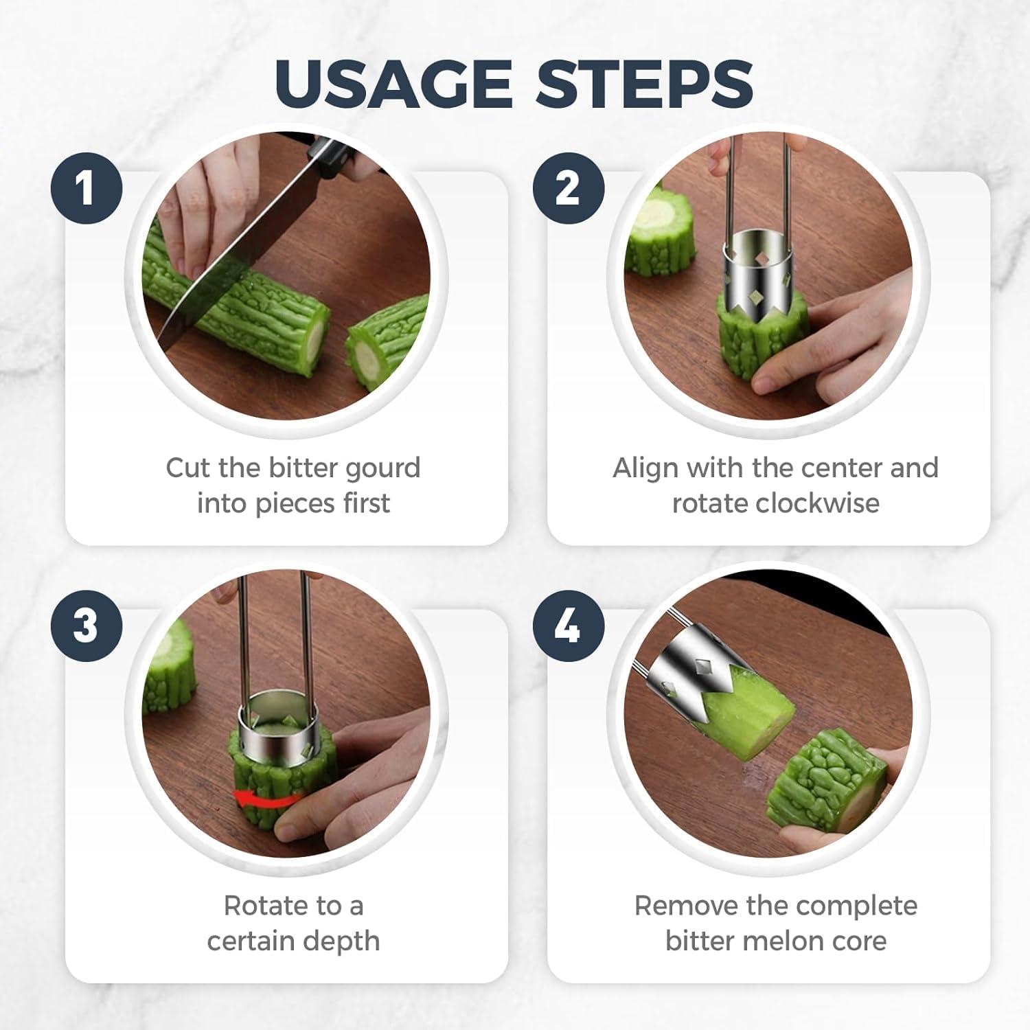 Stainless Steel Multifunctional Fruit and Vegetable Corer Remover, Red Bell Pepper Seed Corer, Apple Corer Remover, Vegetable Corers Tools Cutter Pepper Seed Remover Tool for Kitchen Gadget (#1, 1PCS)