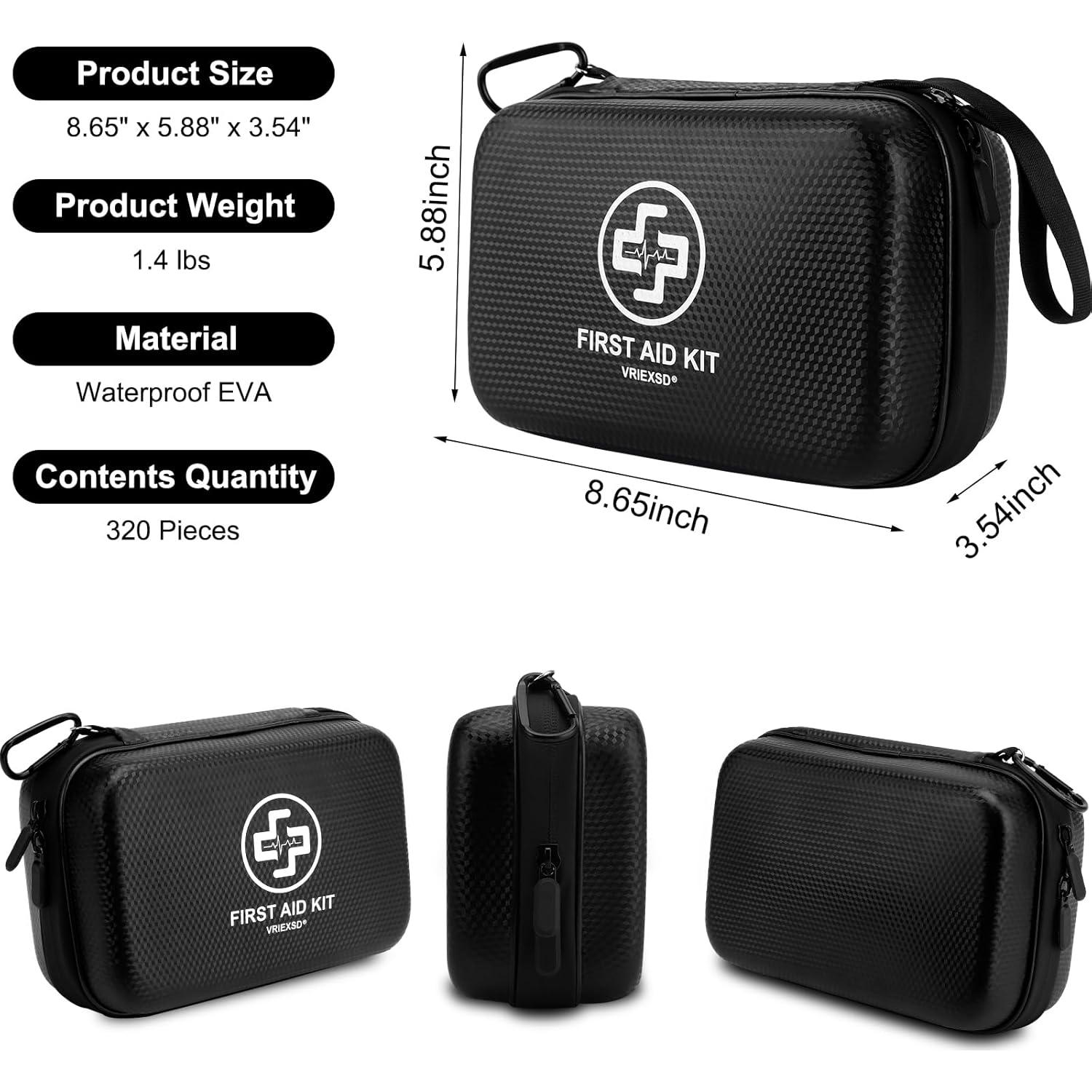 Kit de Primeros Auxilios VRIEXSD 320 Piezas Impermeable Negro