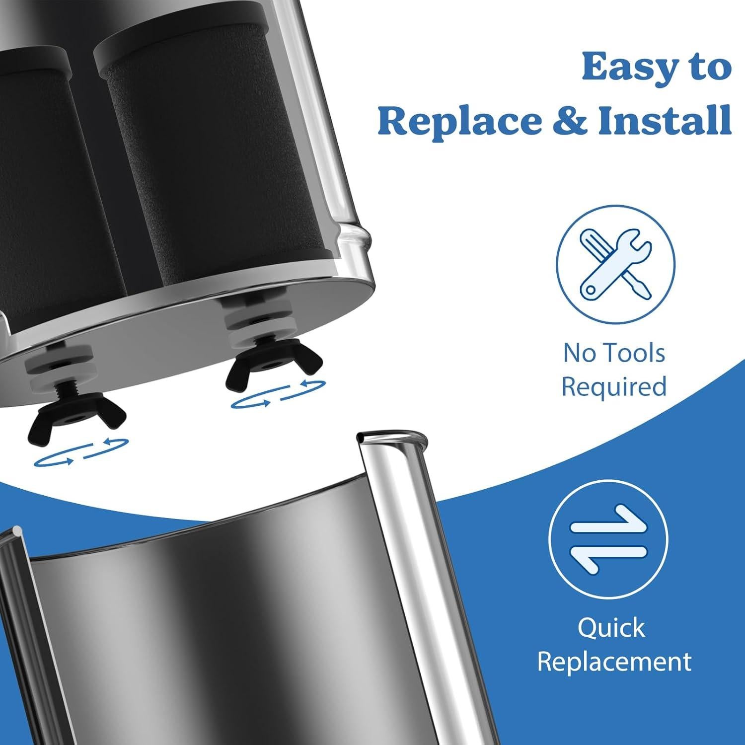 PF-1 Black Thickened Purification Elements,Replacement Filters for ProOne® and Berkey® Filters,ProOne® Big+ or Berkey® Big Countertop Gravity Water Filter System and Purewell System (2 Pack)