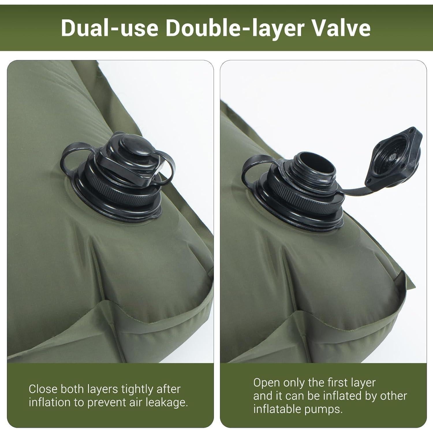 Elegear Double Sleeping Pad for Camping, 4" Ultra-Thick Self Inflating Camping Pad 2 Person with Pillow Built-in Foot Pump, Portable Camping Sleeping Mat for Backpacking, Hiking, Tent(Army Green Full)