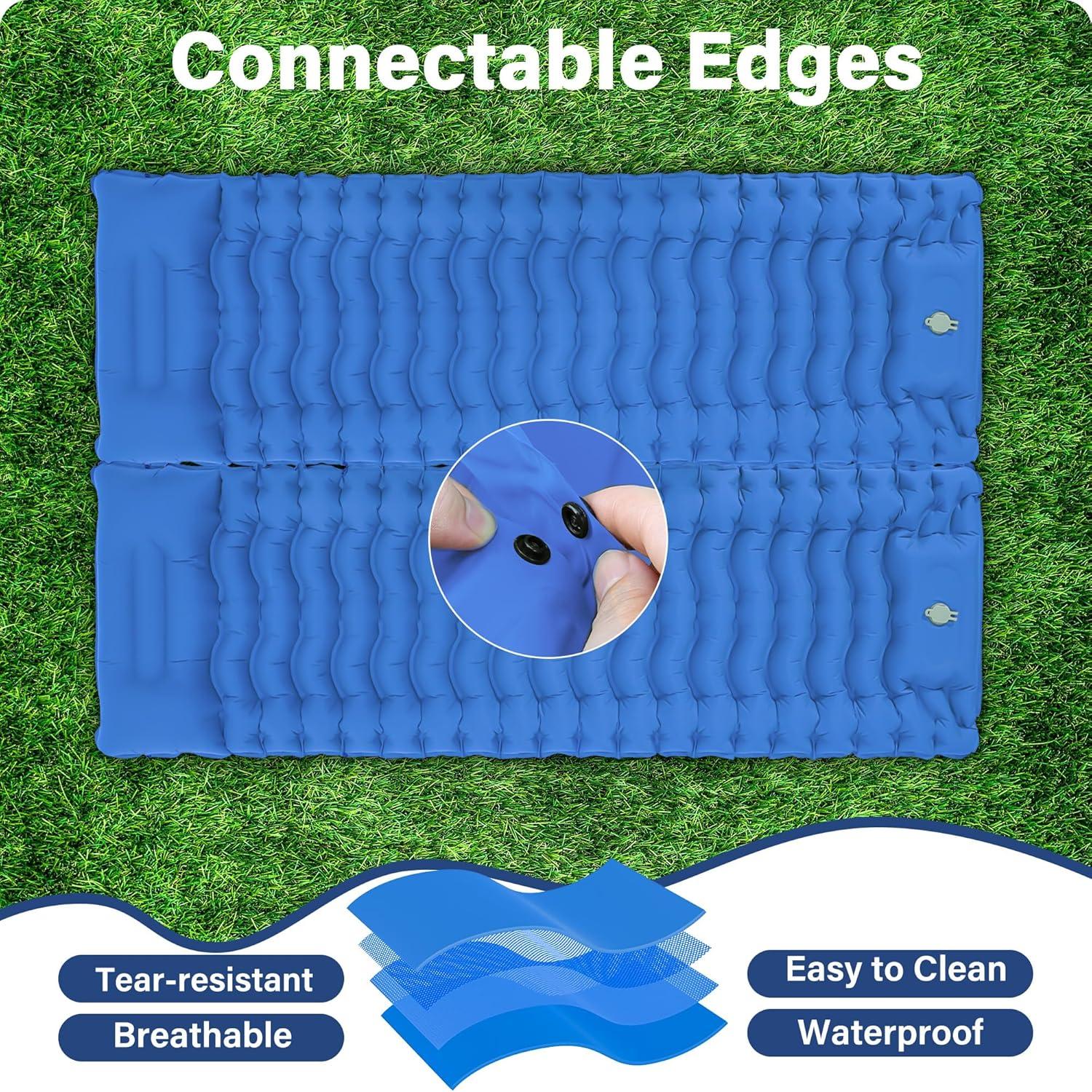 Sleeping Pad for Camping, Backpacking Self Inflating Sleeping Pad Ultra Lightweight, Air Inflatable Foldable Camp Hiking Sleep Mat for Outdoor Tent 4 inch Thick, Navy Blue