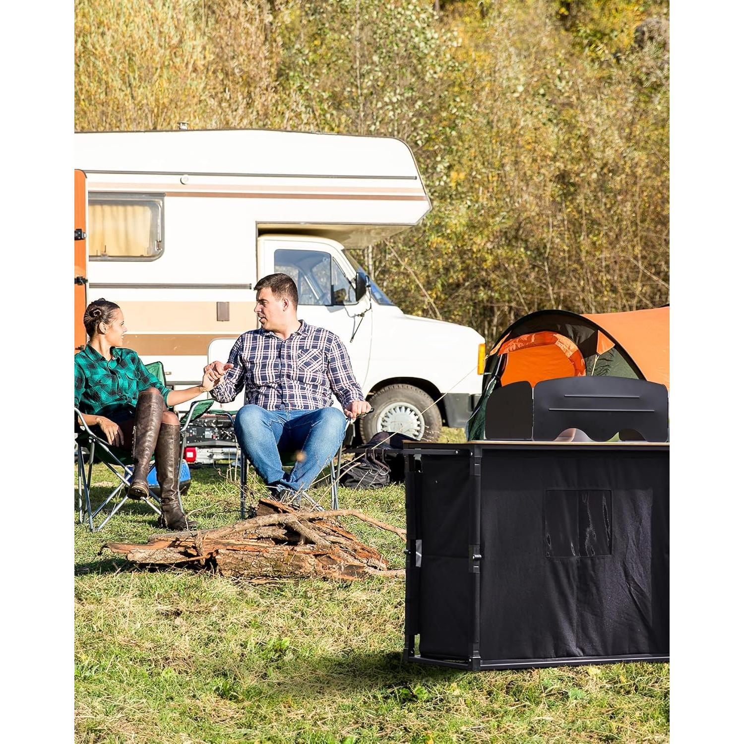 Mesa de Cocina Plegable KingCamp Bamboo para Camping 82cm