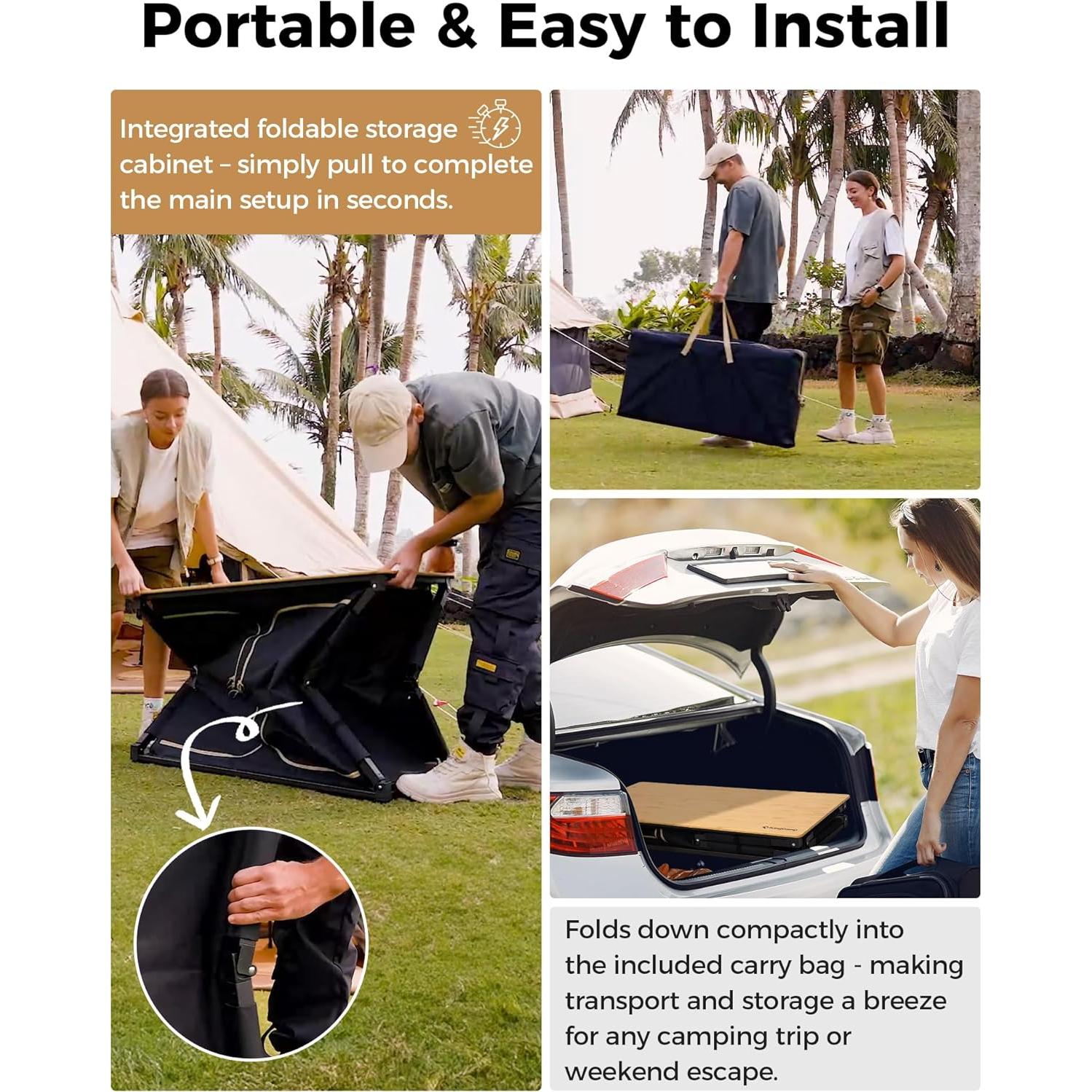 Mesa de Cocina Plegable KingCamp Bamboo para Camping 82cm