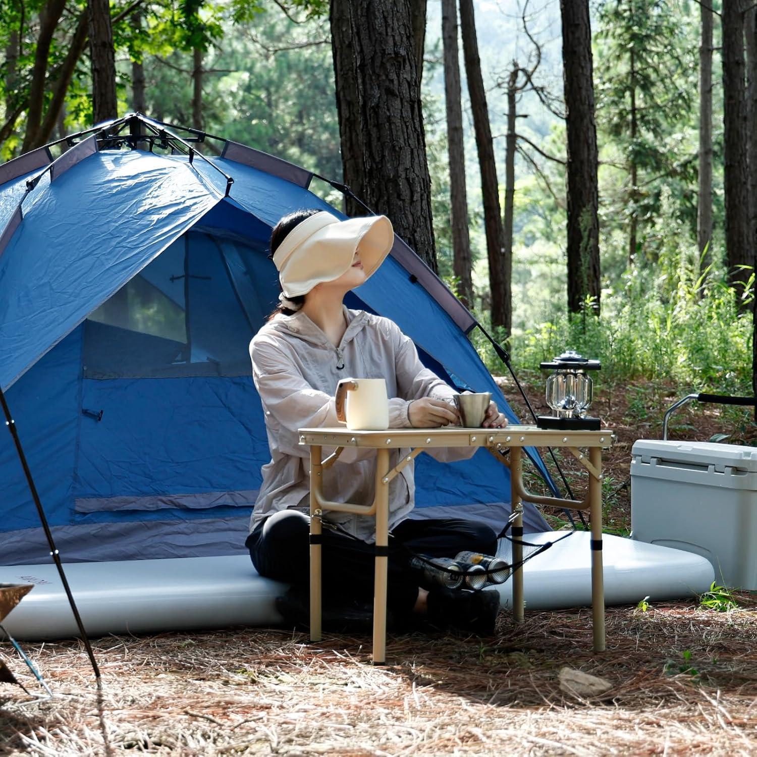 Mesa Plegable Camping Byliable 60x40 cm 3 Alturas Amarillo