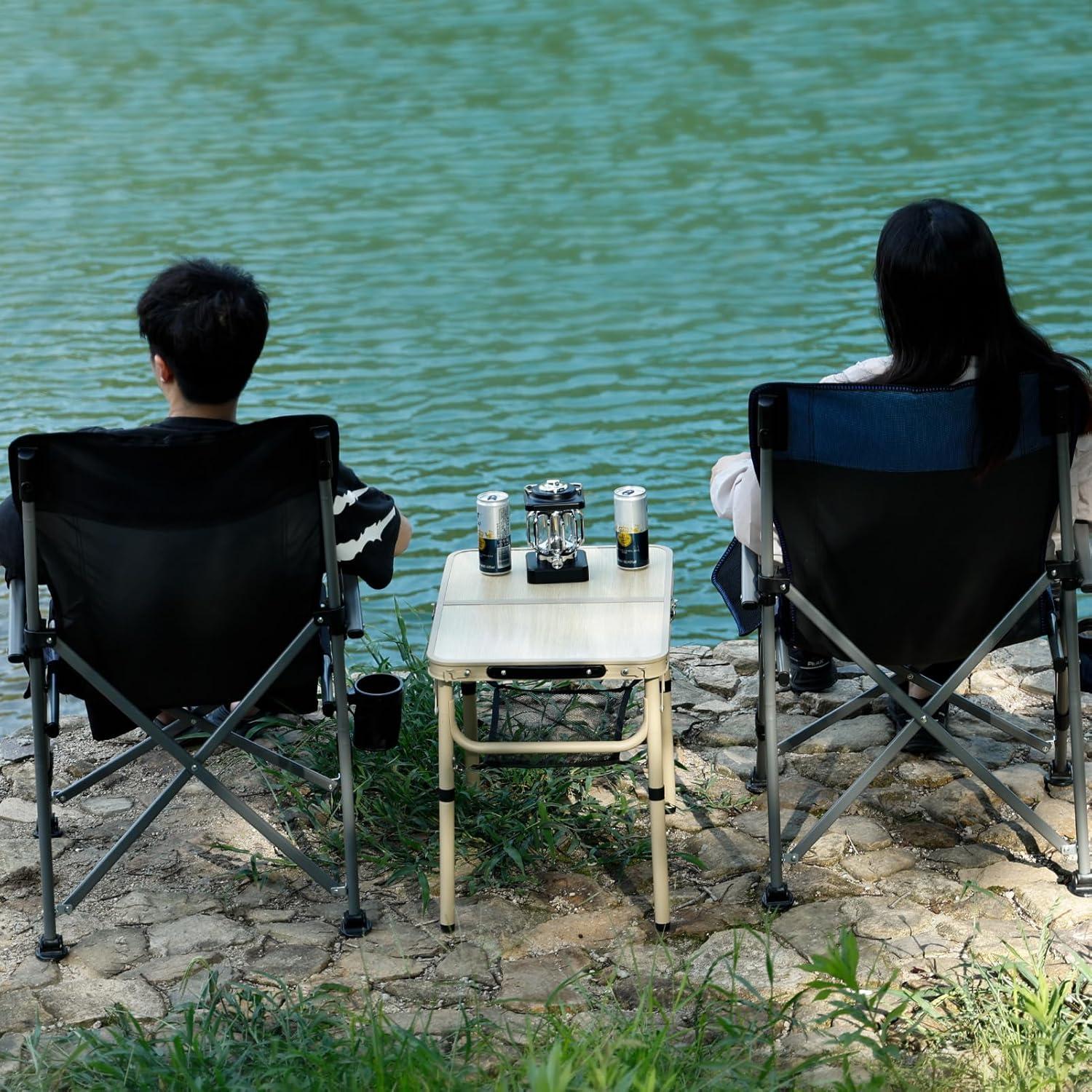 Mesa Plegable Camping Byliable 60x40 cm 3 Alturas Amarillo