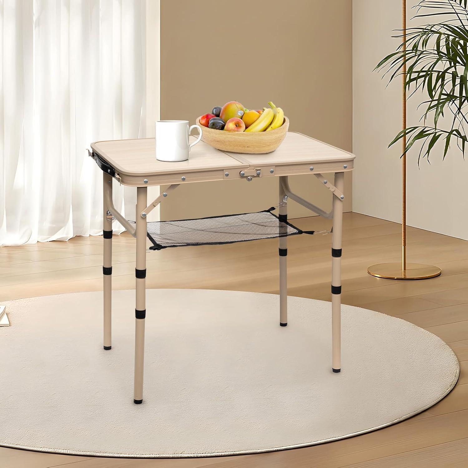 Mesa Plegable Camping Byliable 60x40 cm 3 Alturas Amarillo