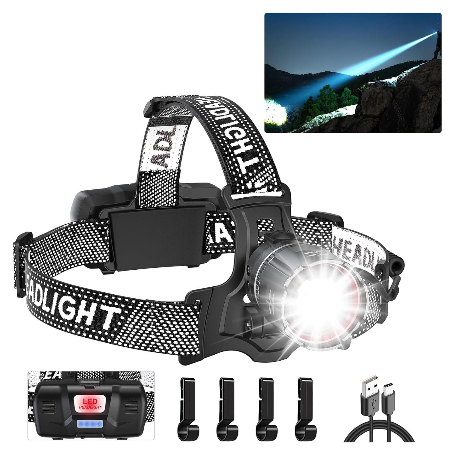 Linterna Frontal LED Atdoall Recargable 6000mAh IPX5 5 Modos