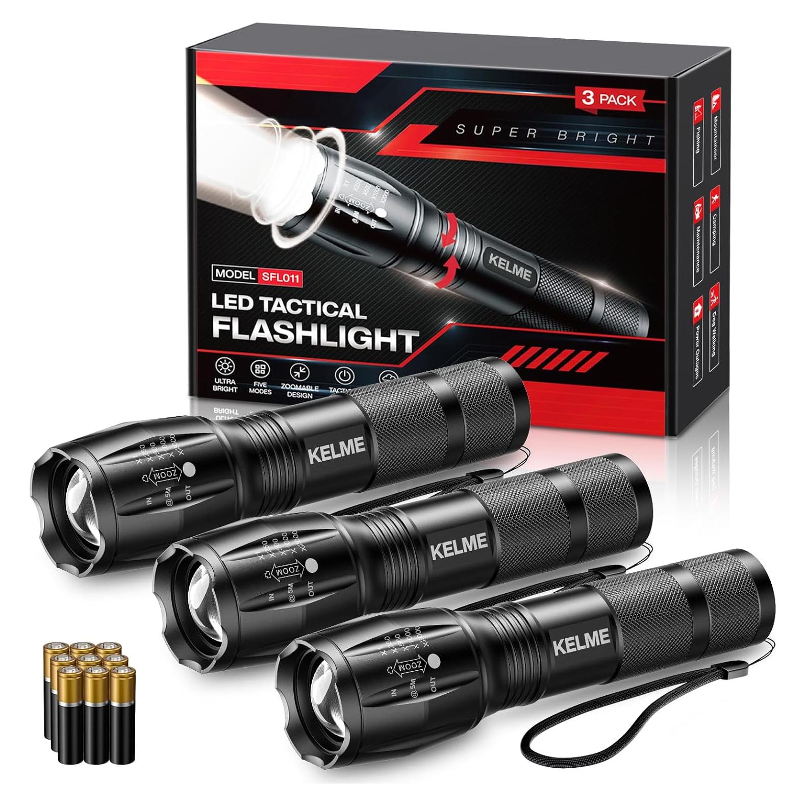 Linternas KELME Tácticas LED 1500 Lúmenes Paquete de 3