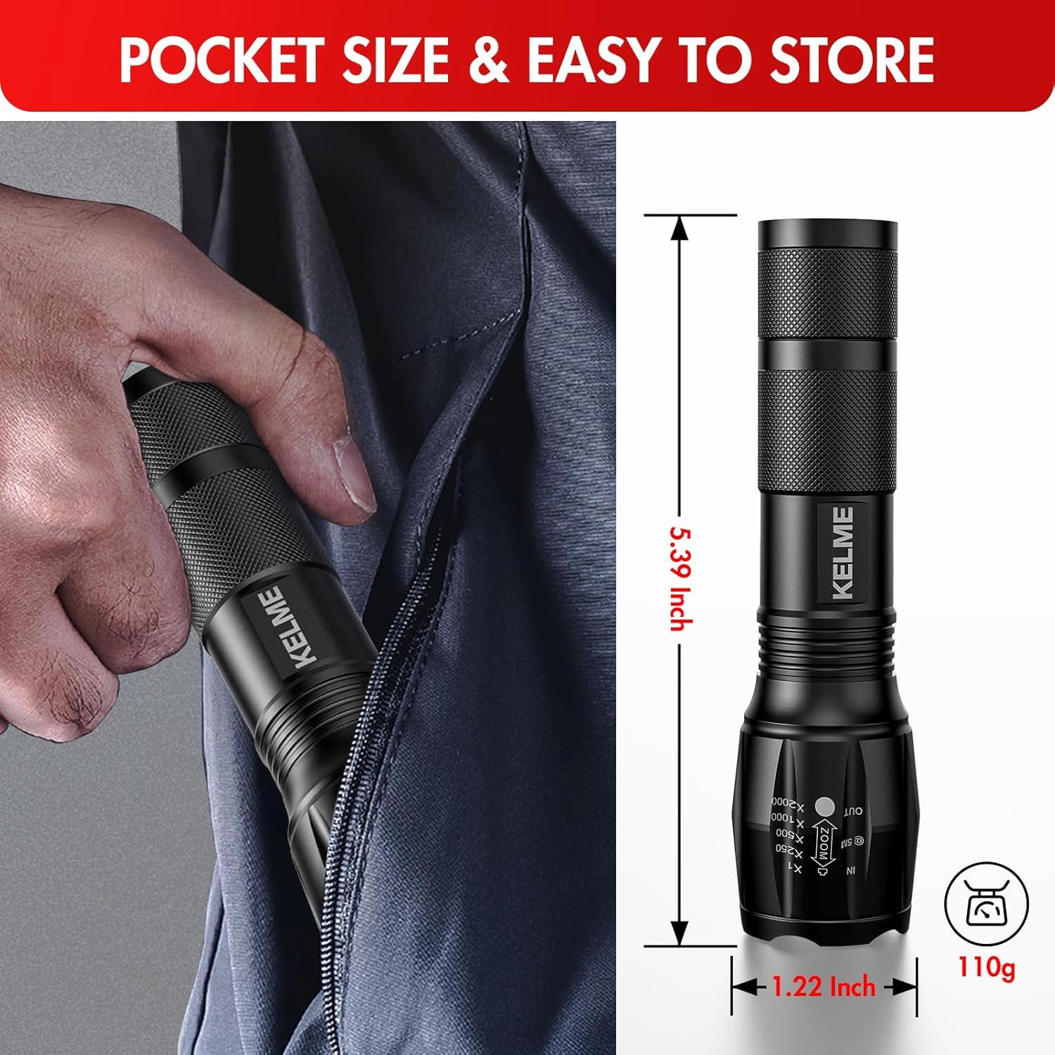 Linternas KELME Tácticas LED 1500 Lúmenes Paquete de 3