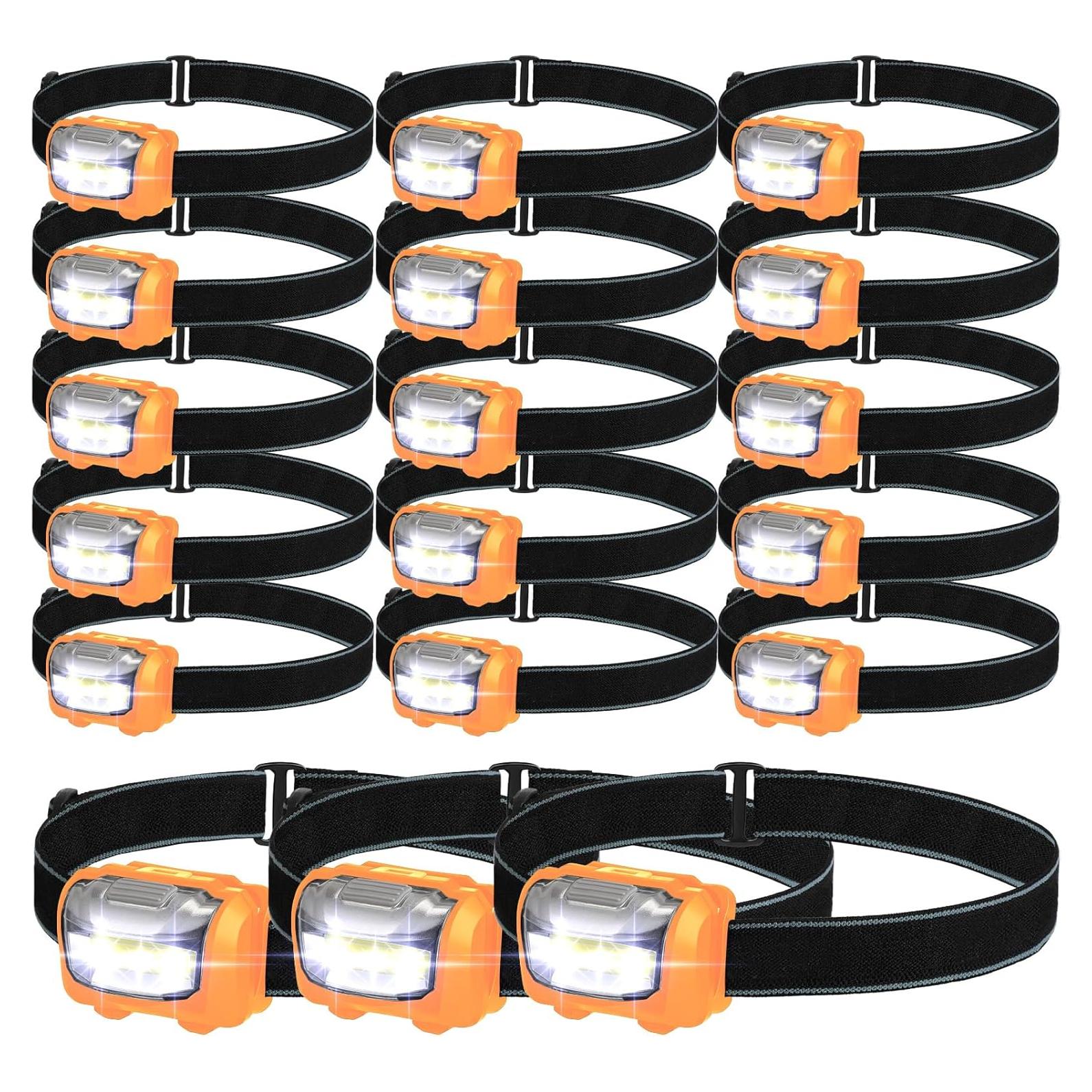 Paquete de 18 Linternas Frontales LED Macarrie IPX4 Naranja