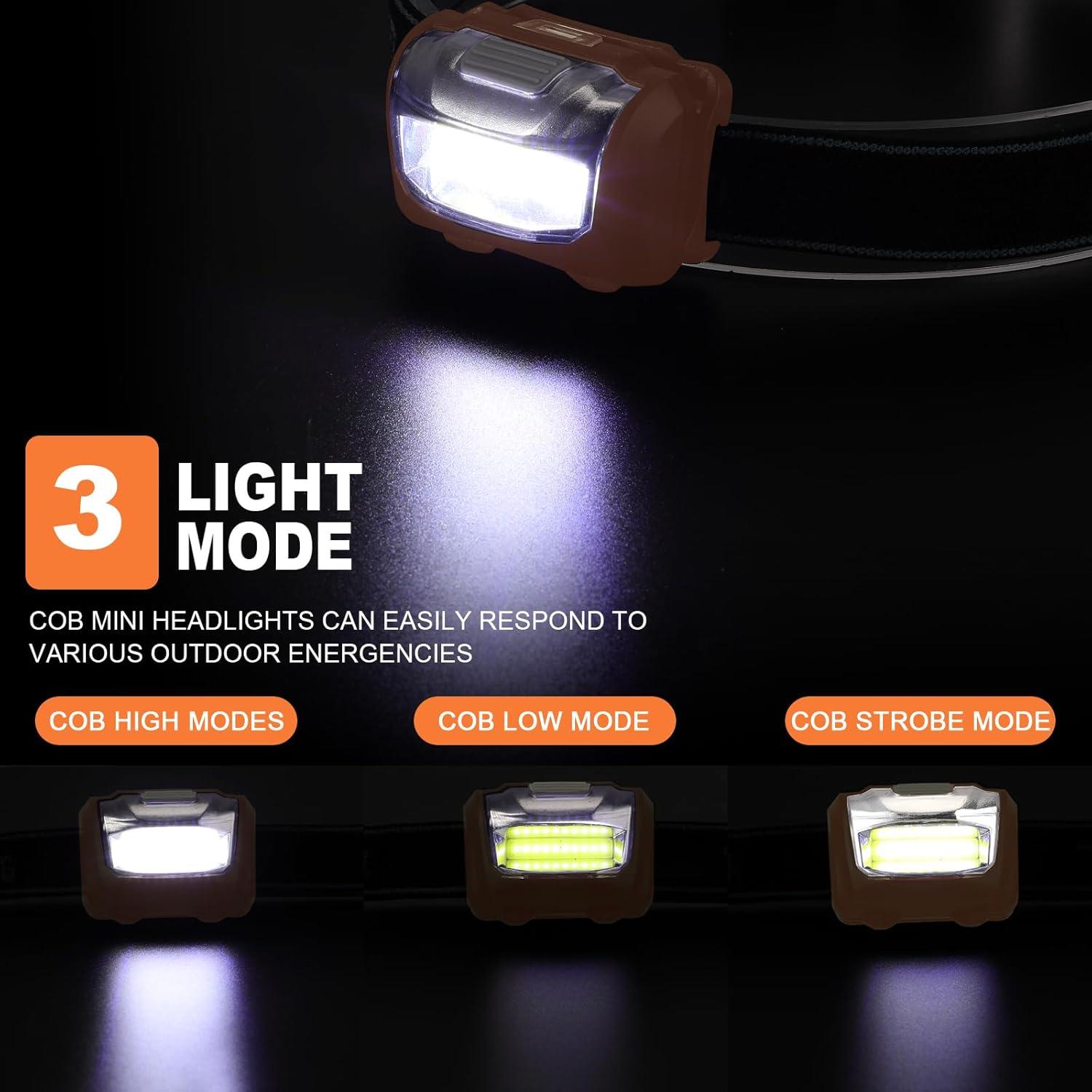 Paquete de 18 Linternas Frontales LED Macarrie IPX4 Naranja