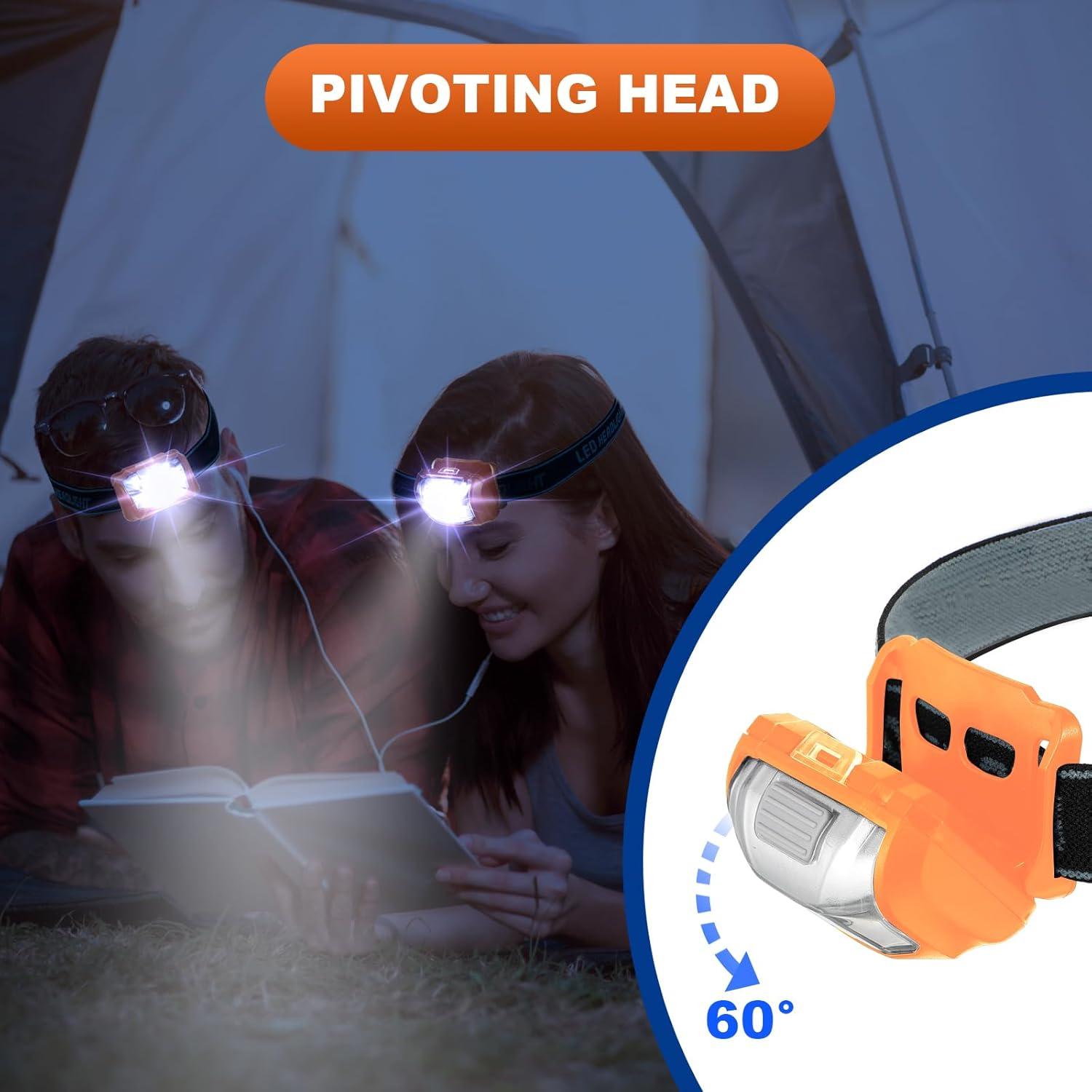 Paquete de 18 Linternas Frontales LED Macarrie IPX4 Naranja