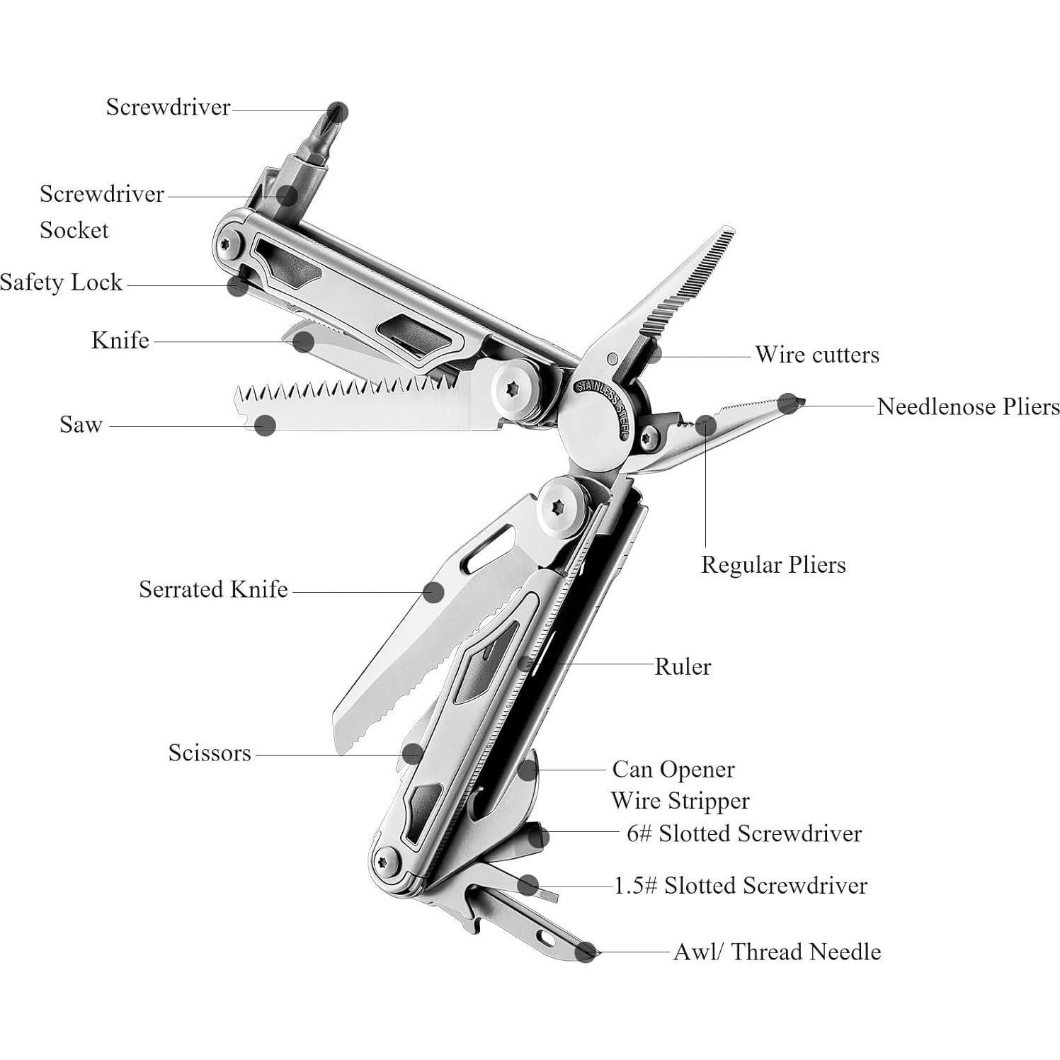 Multiherramienta Plegable SQT 18 en 1 Profesional para Camping