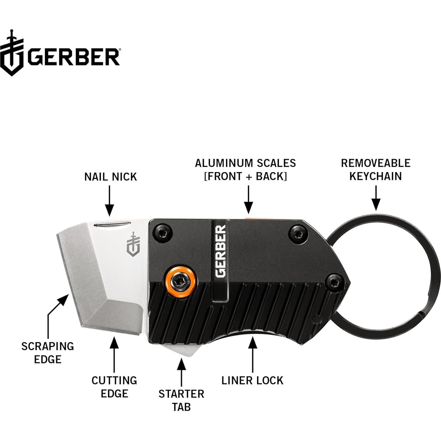 Gerber Gear Key Note Pocket Knife, 1" Plain Edge Box Cutter EDC Keychain Pocket Knife for Everyday Carry, Black