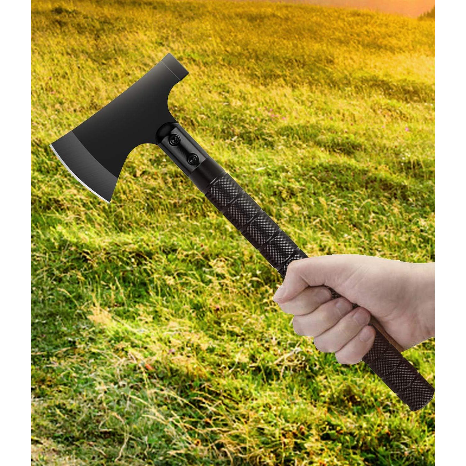 Camping Axe, Folding Portable Survival Hatchet/Shovel Multi-Tool, Tactical Tomahawk with Hammer for Outdoor Hunting Hiking Camping