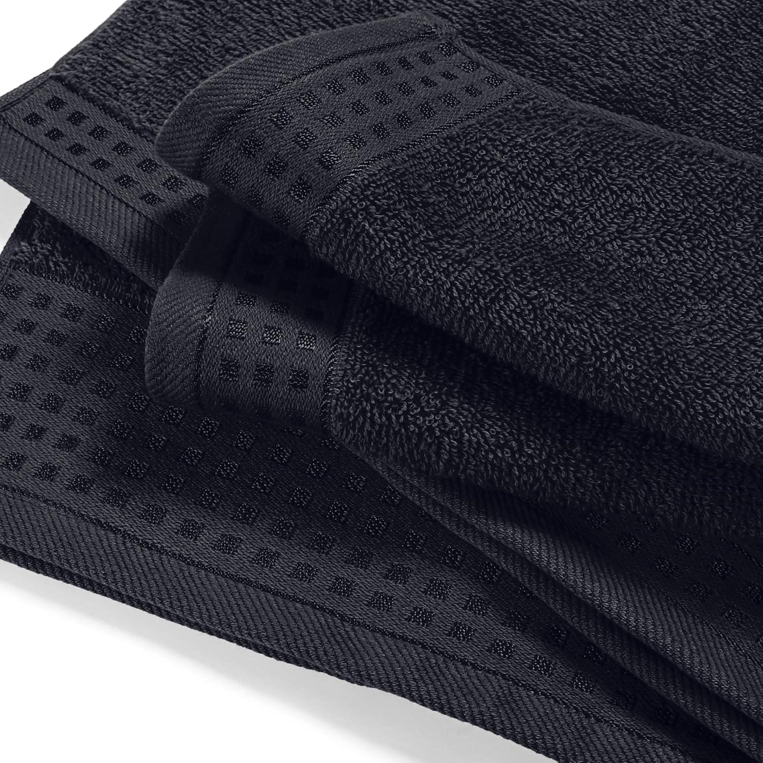 GLAMBURG Ultra Soft Cotton 6 -Piece Hand Towel Set 16x24 Inch, Ideal for use in Bathroom, Kitchen, Gym, Spa & General Cleaning, Compact & Lightweight Multi Purpose Hand Towels - Black