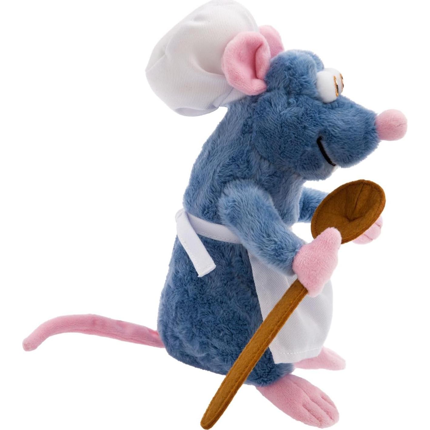 Official Ratatouille Rat Plush - Master Chef Remy Stuffed Animal with Chef's Hat & Apron, Soft Plush Fabric, Felt Spoon, Detailed Sculpting, Embroidered Features - Small 9''