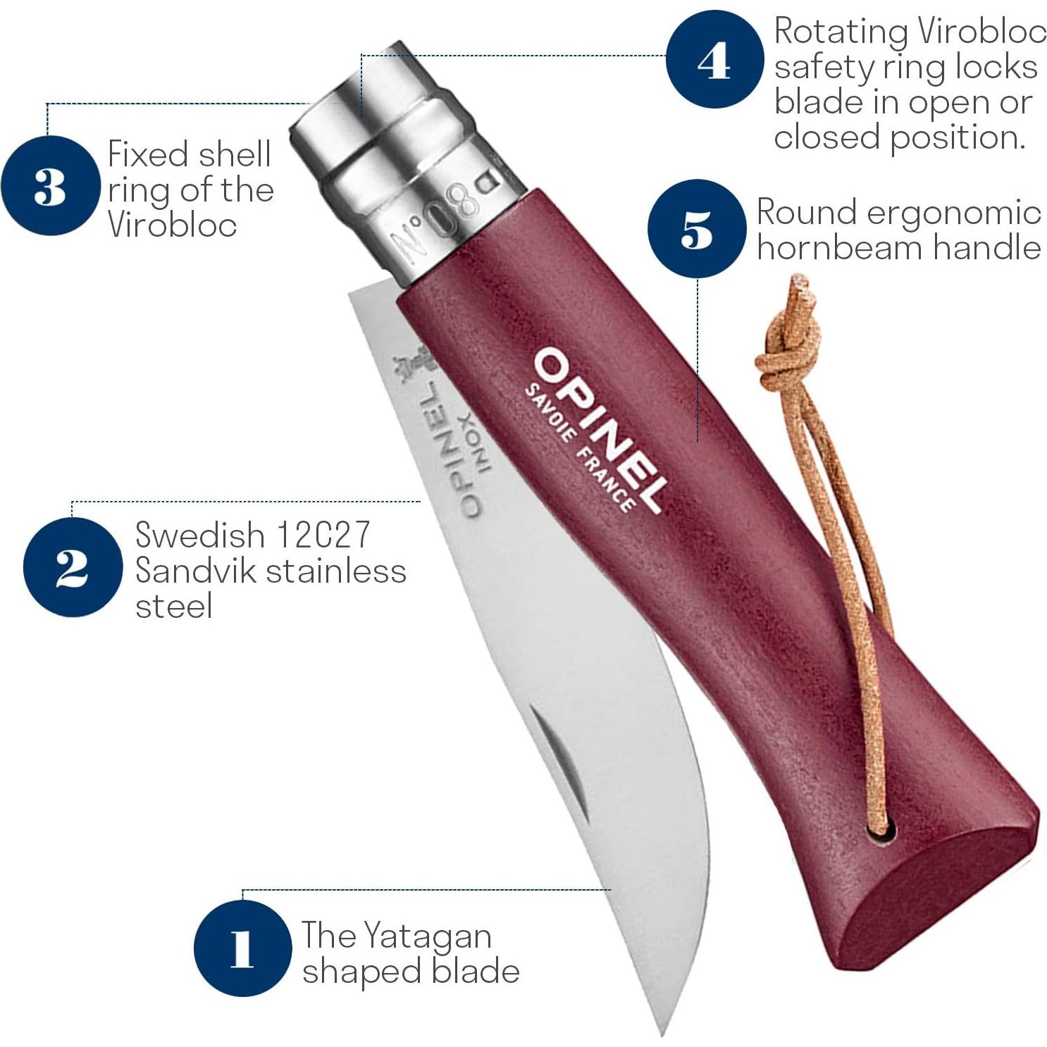 Cuchillo de bolsillo Opinel Colorama No. 8 - Acero inoxidable