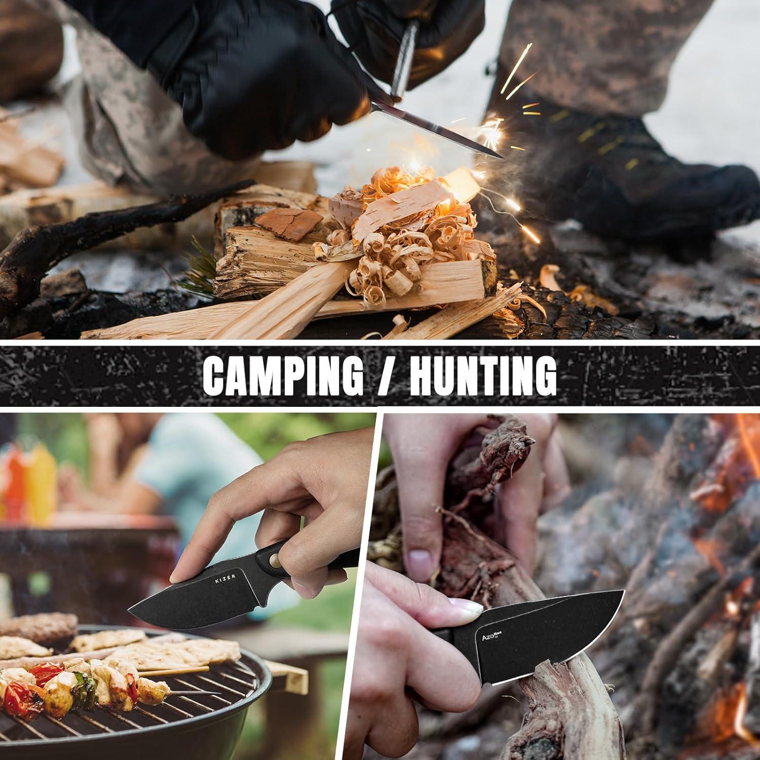 Cuchillo de hoja fija Kizer Hare D2 7.99 cm con funda