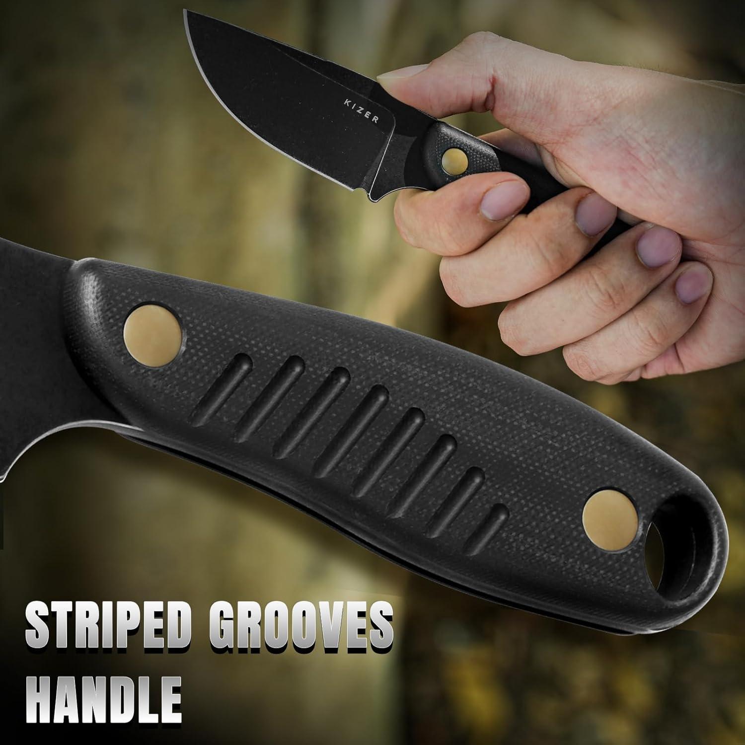 Cuchillo de hoja fija Kizer Hare D2 7.99 cm con funda