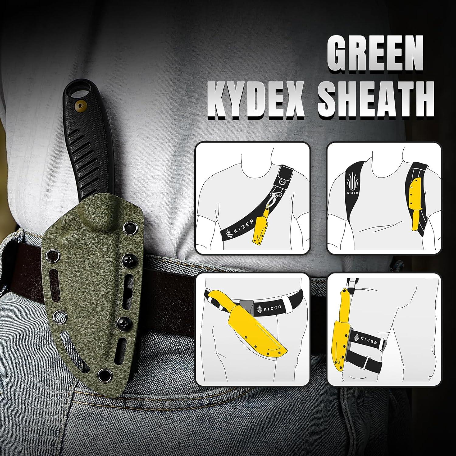 Cuchillo de hoja fija Kizer Hare D2 7.99 cm con funda