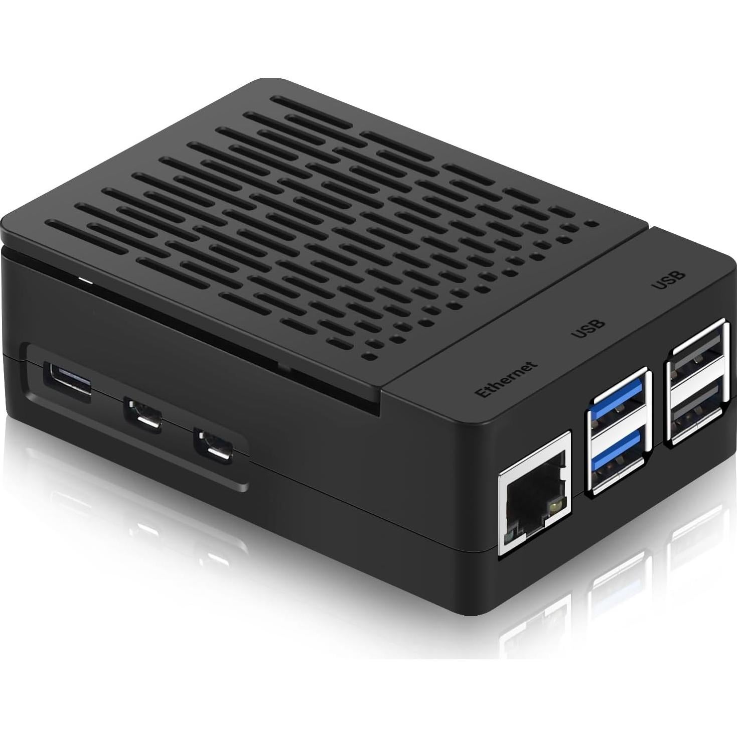 Funda para Raspberry Pi 5 iUniker con Ventilador y Disipador Negro