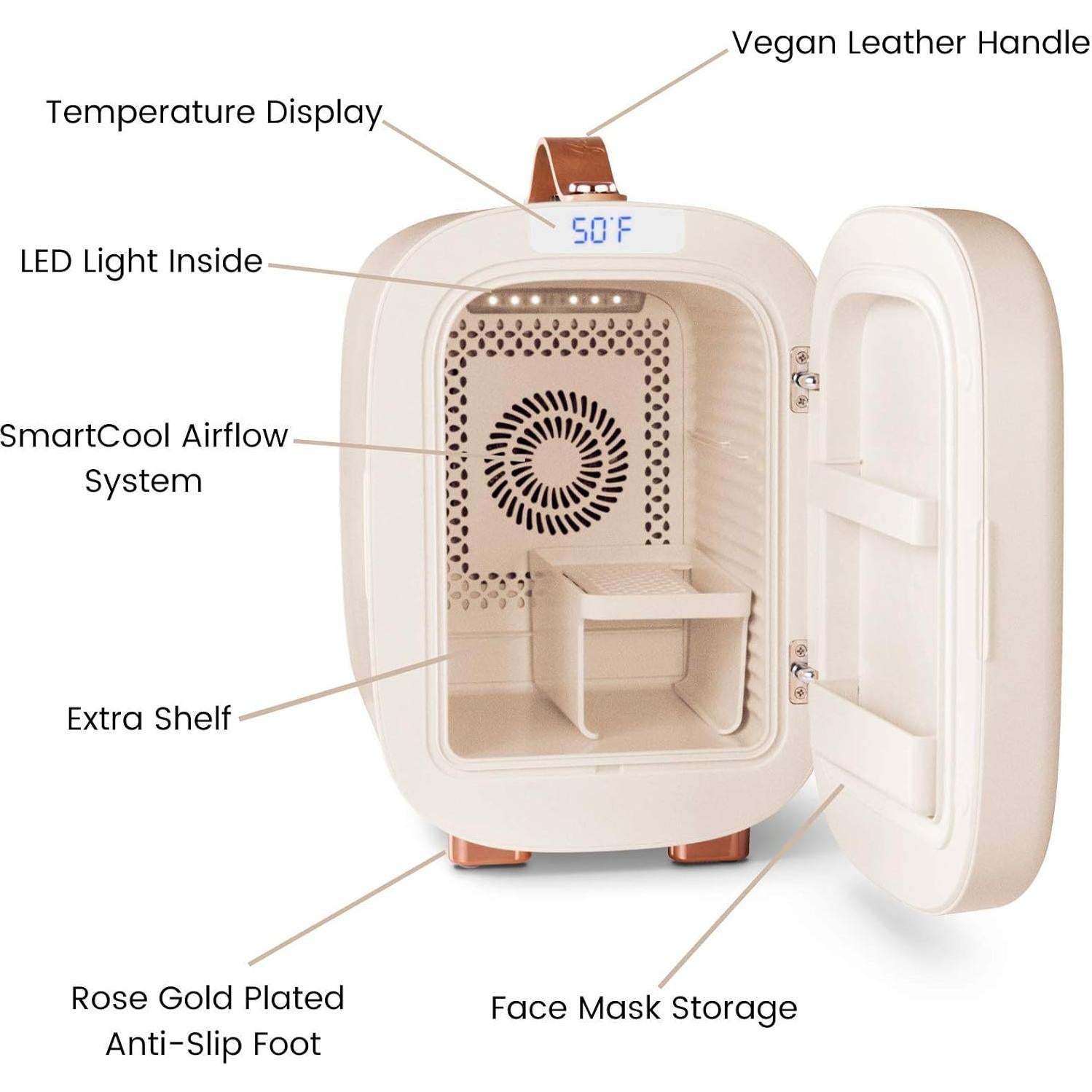 Mini Refrigerador QUBI 5L Blanco Crema para Cosméticos y Cuidado de la Piel