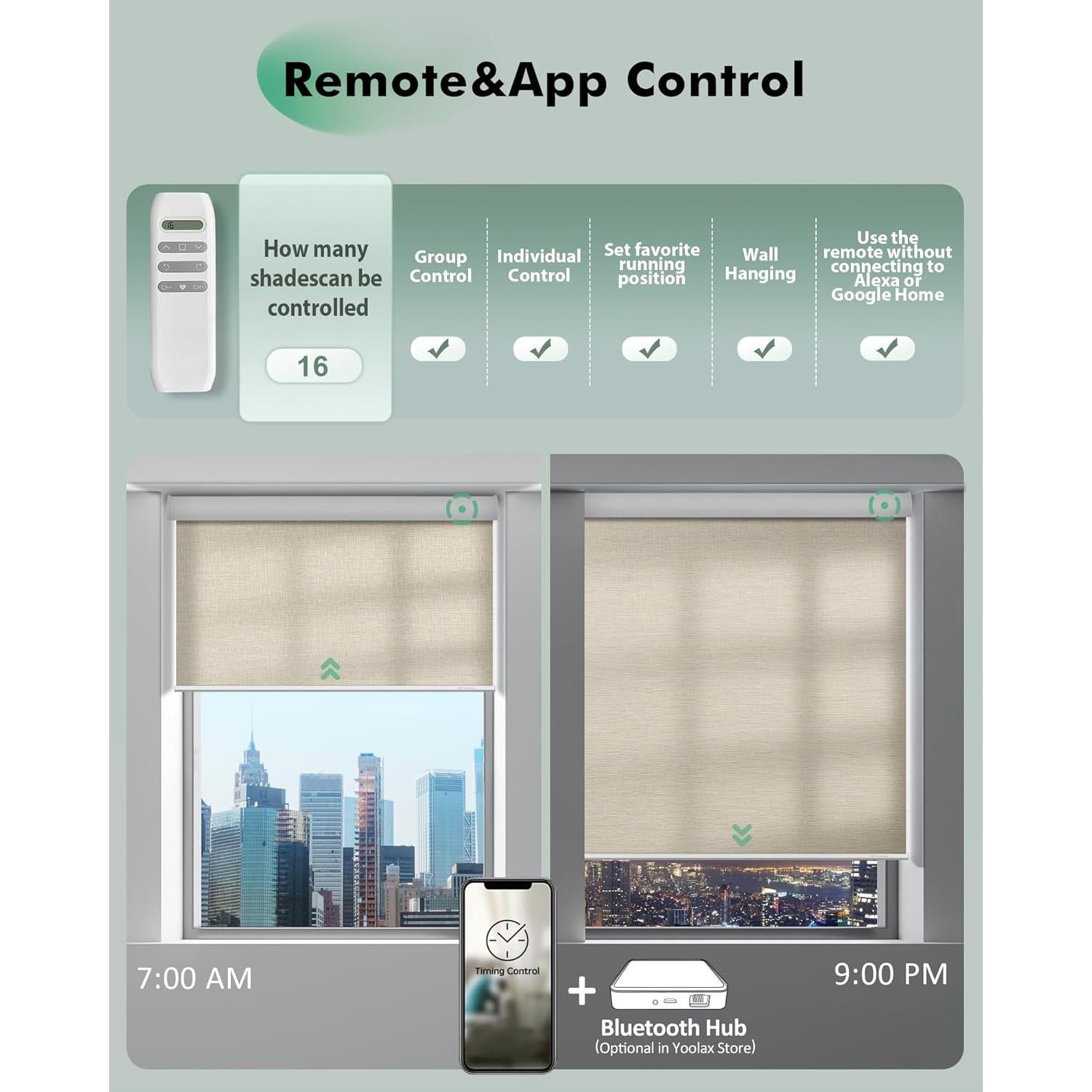 Cortinas Motorizadas Yoolax 267.4x299.7cm Filtrantes Luz Duna Dorada