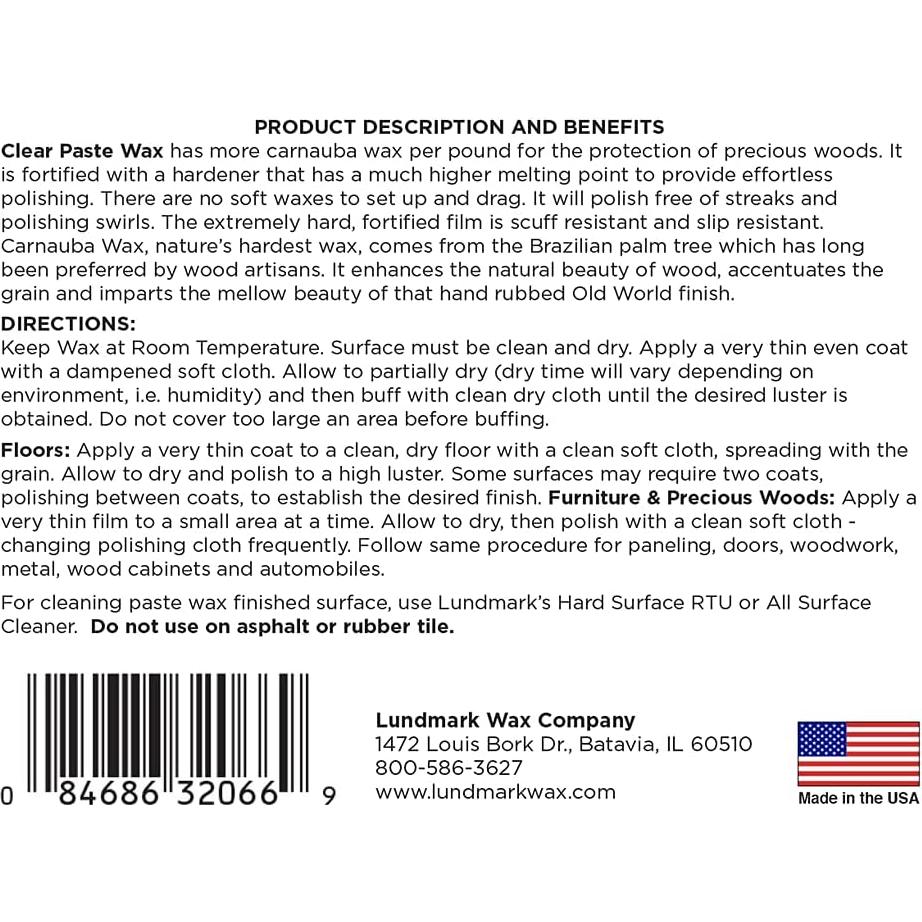 Cera de Carnauba Lundmark Transparente 0.45 kg para Madera