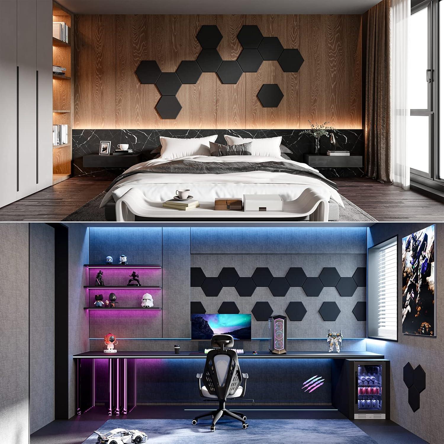 Paquete de 12 Paneles Acústicos Autoadhesivos 30x26x1 cm Negro