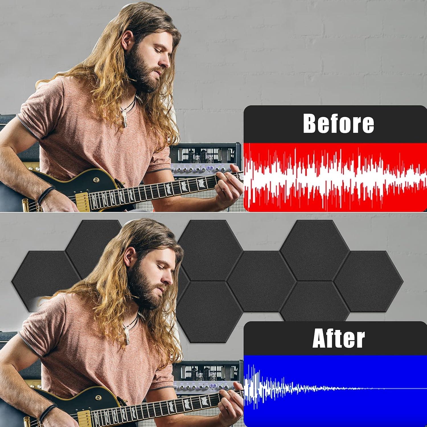 Paquete de 12 Paneles Acústicos Autoadhesivos 30x26x1 cm Negro