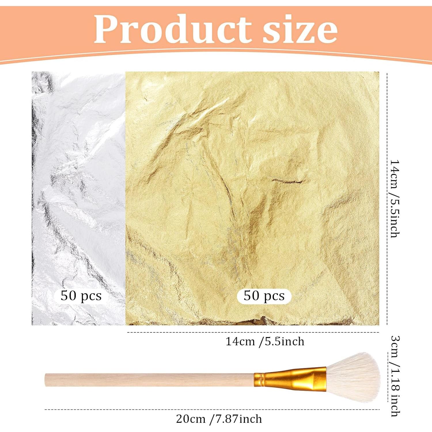 Cunhill 100 Hojas de Oro y Plata para Manualidades 14x14cm