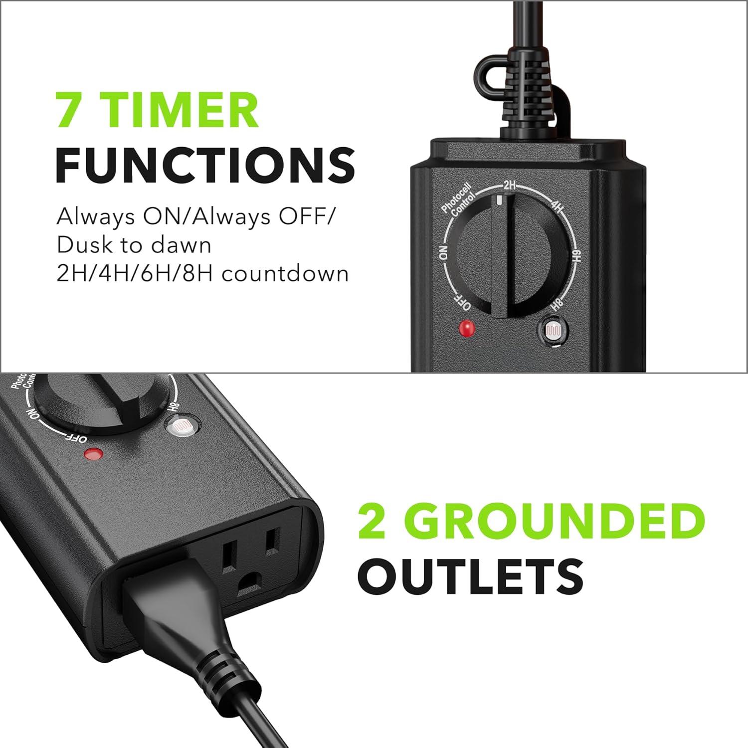 Temporizador de Luz Exterior BN-LINK Fotocélula 2 Paquete 15A