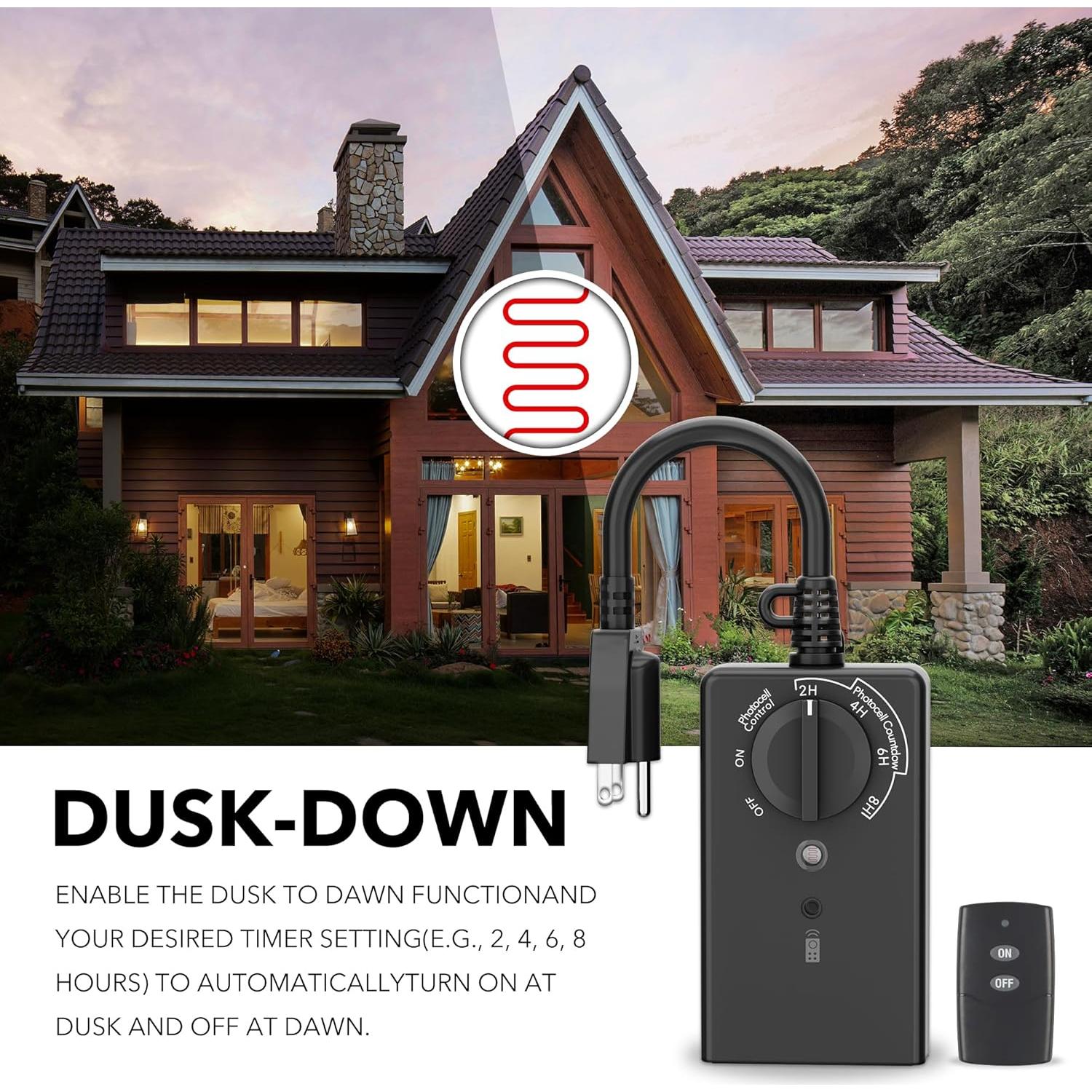 Temporizador de Luz Exterior BN-LINK 15A con Control Remoto