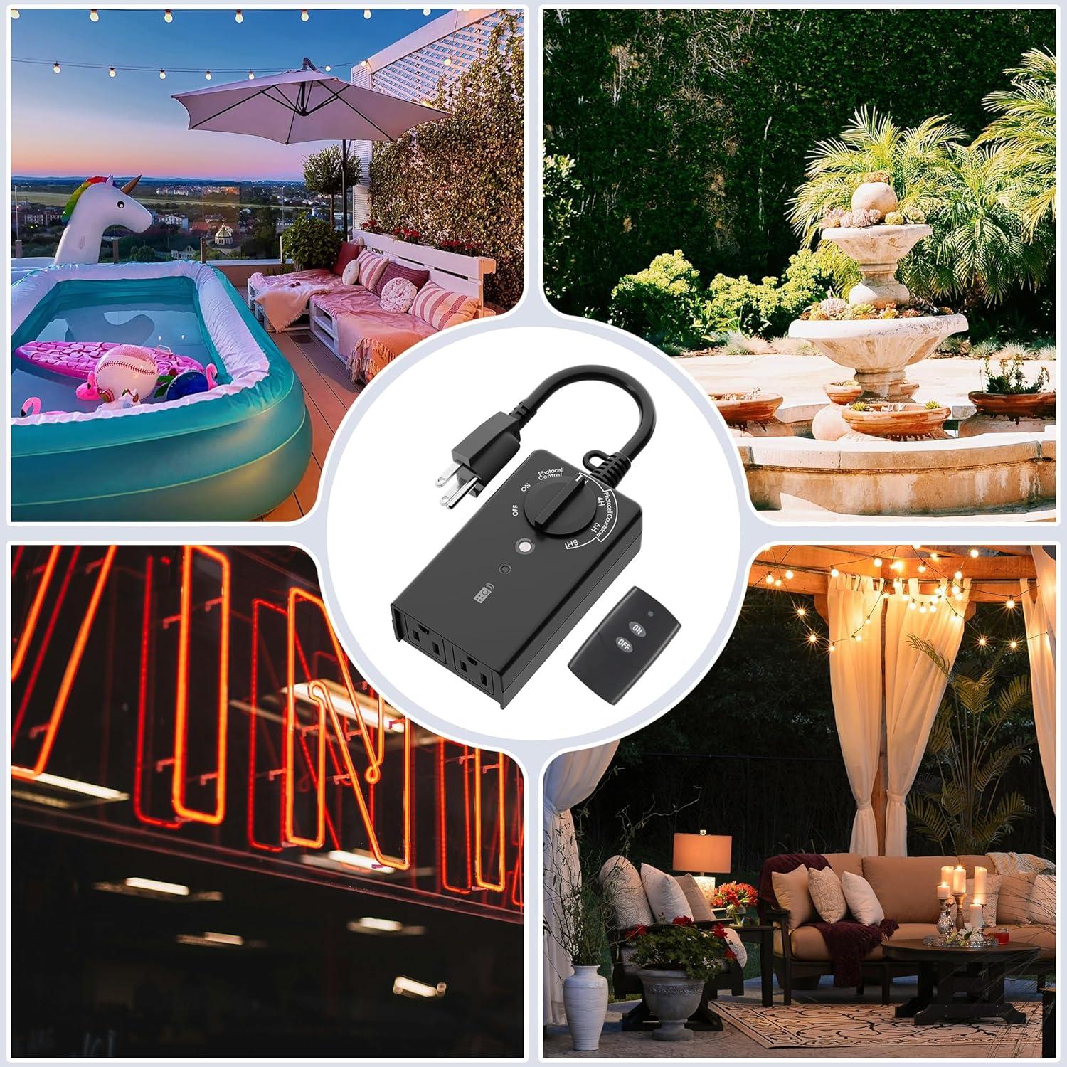 Temporizador de Luz Exterior BN-LINK 15A con Control Remoto