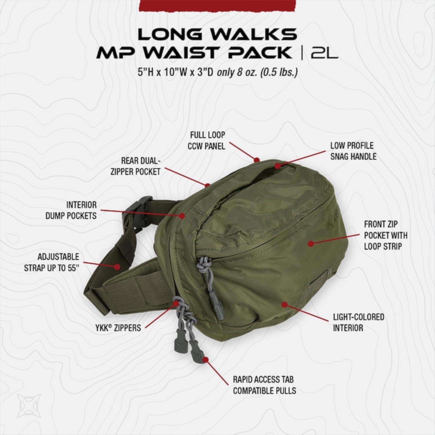 Mochila Táctica de Cintura Vertx Long Walks 2L Verde Canopy
