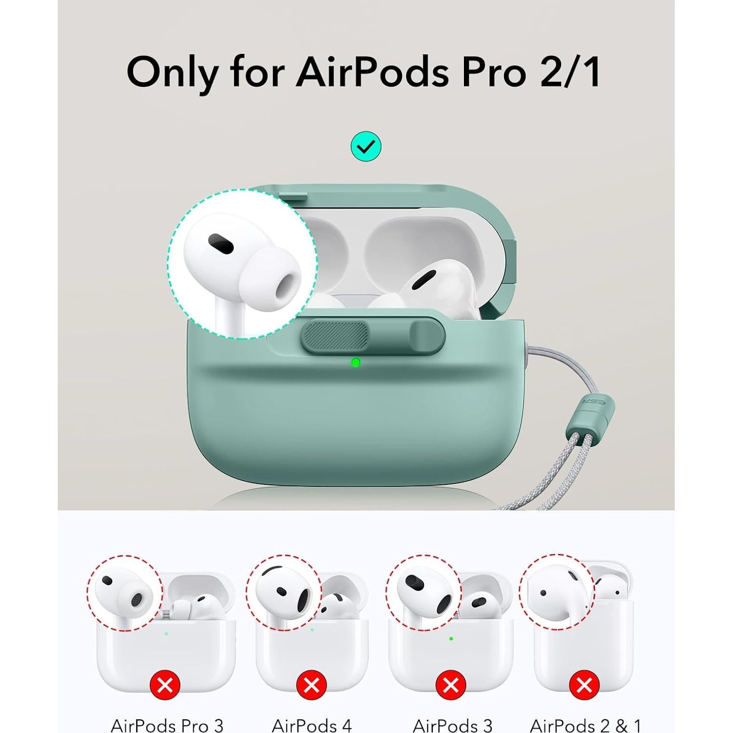 Funda ESR para AirPods Pro 2ª/1ª Gen Verde, MagSafe
